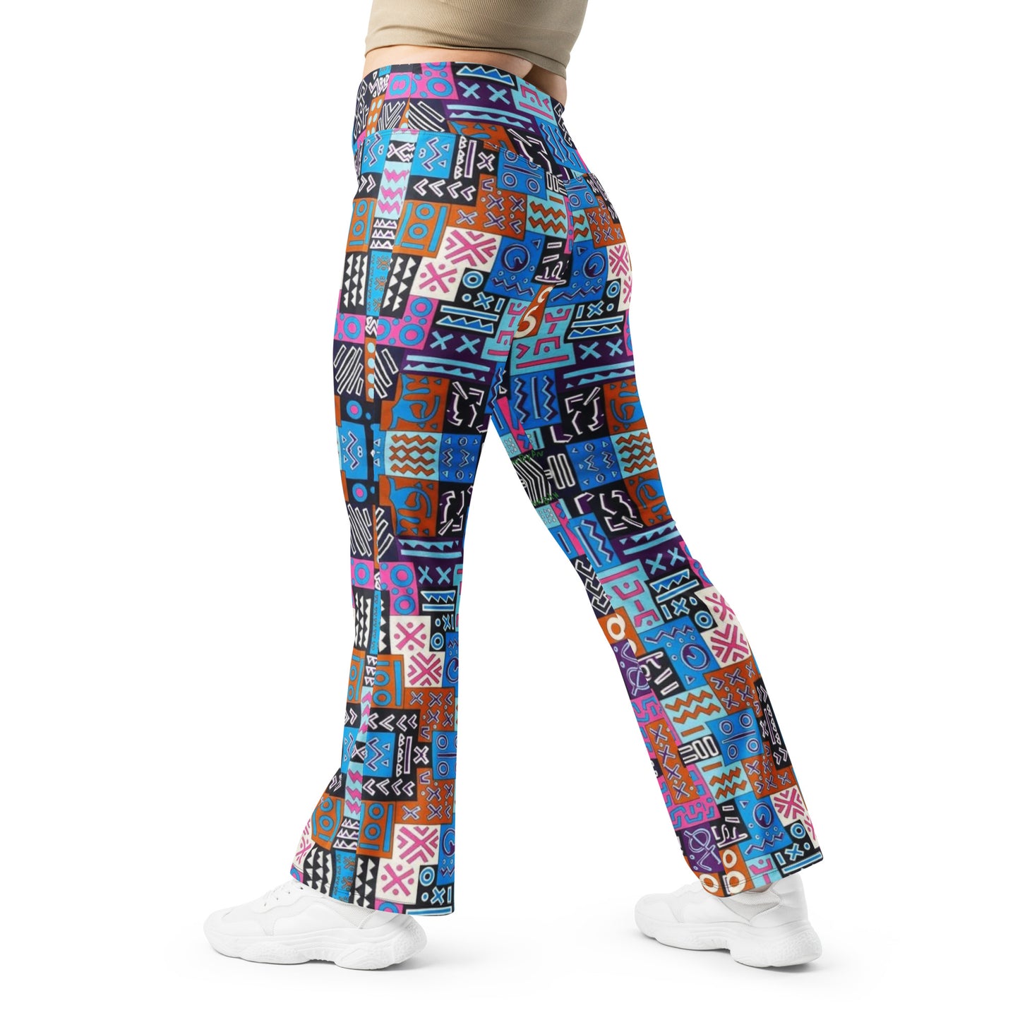 African Print Figure Enhancing Flare leggings - Blue