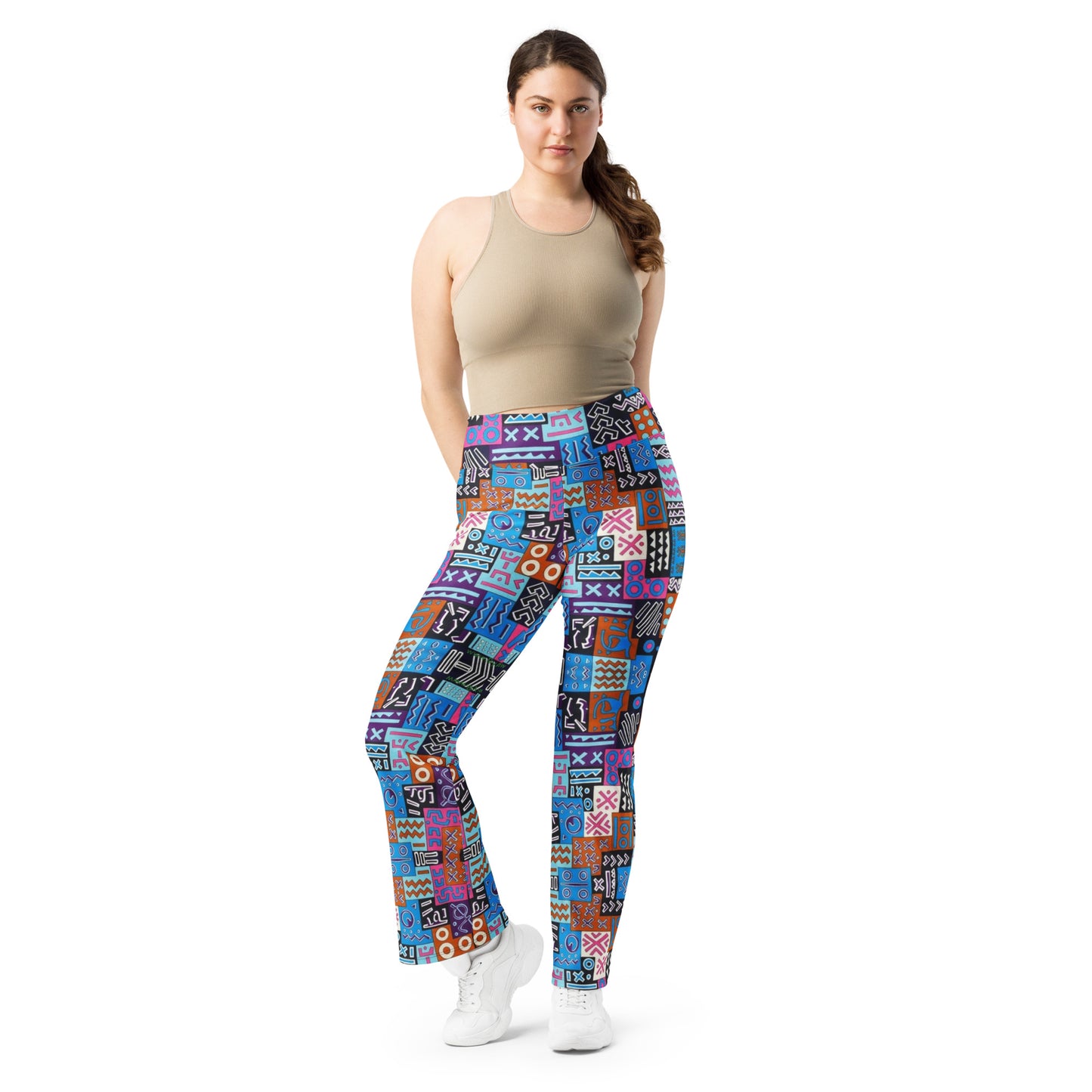 African Print Figure Enhancing Flare leggings - Blue