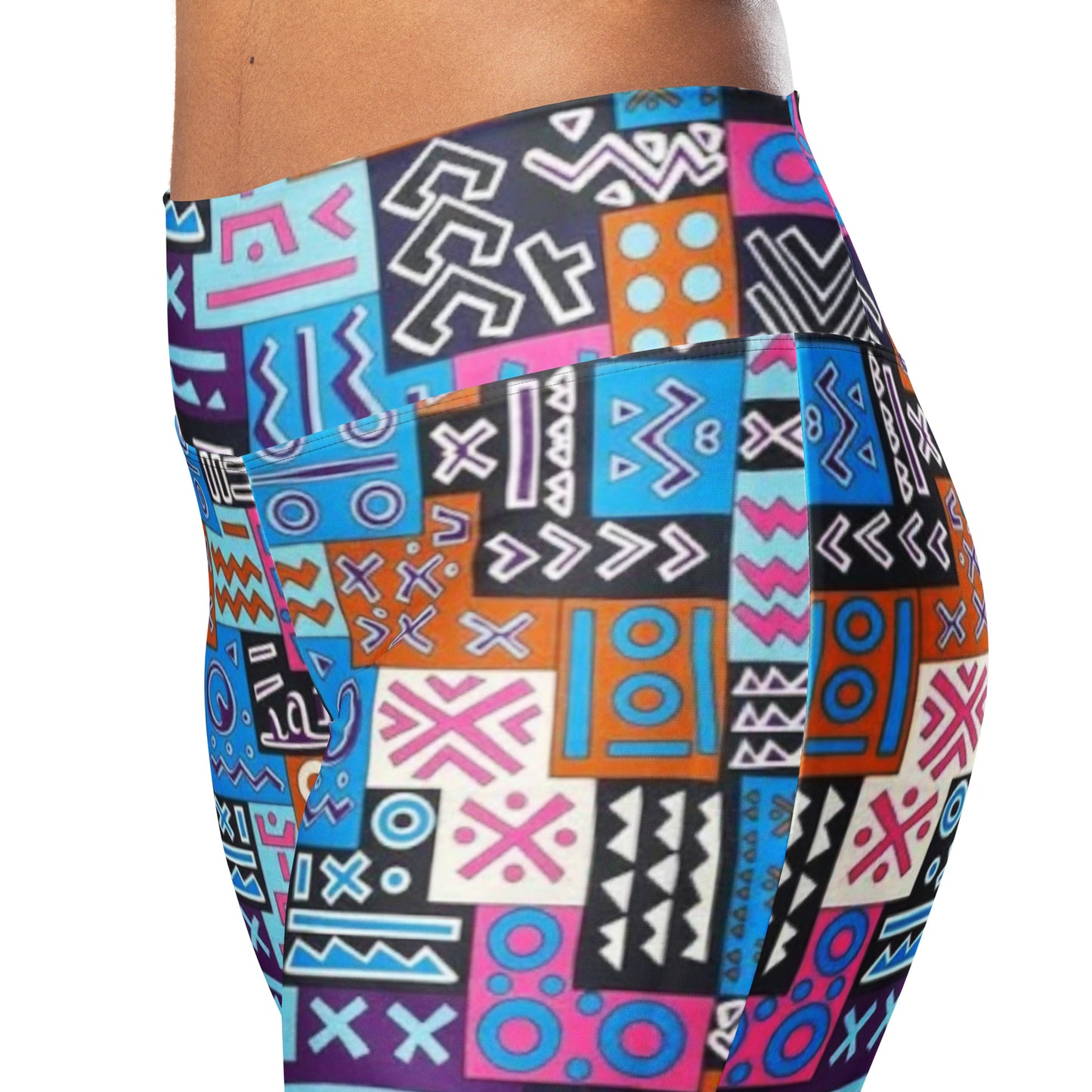 African Print Figure Enhancing Flare leggings - Blue