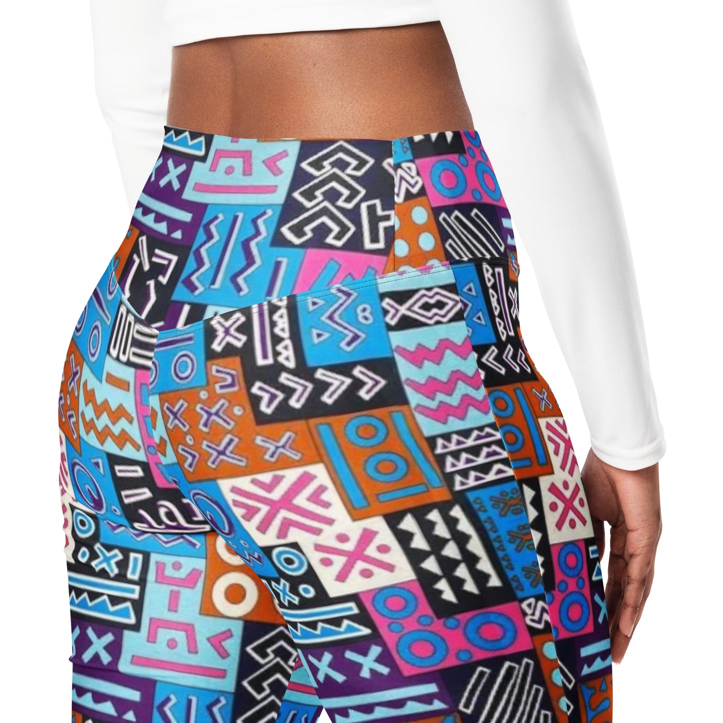 African Print Figure Enhancing Flare leggings - Blue