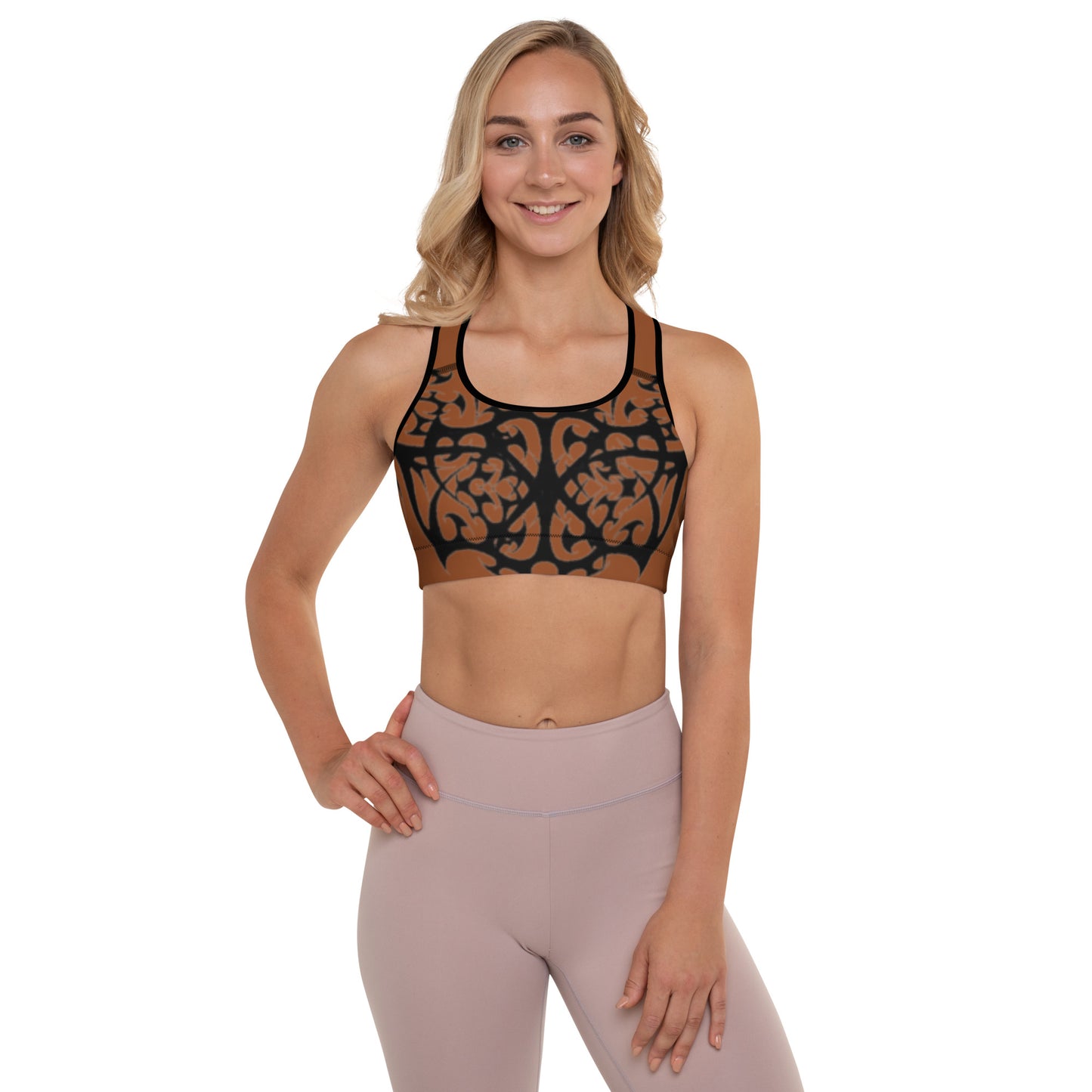 Nudes & Tats Padded Sports Bra, Brown/Black/ other colors available