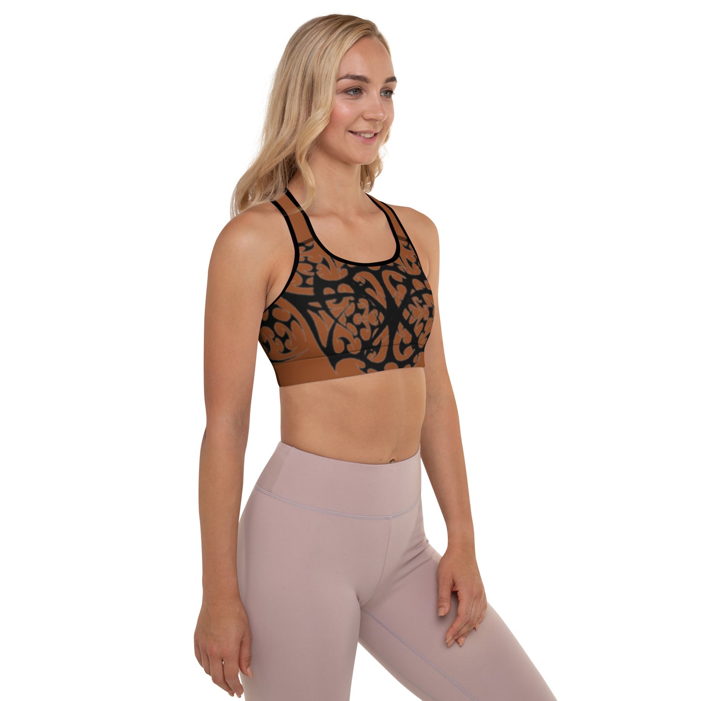 Nudes & Tats Padded Sports Bra, Brown/Black/ other colors available