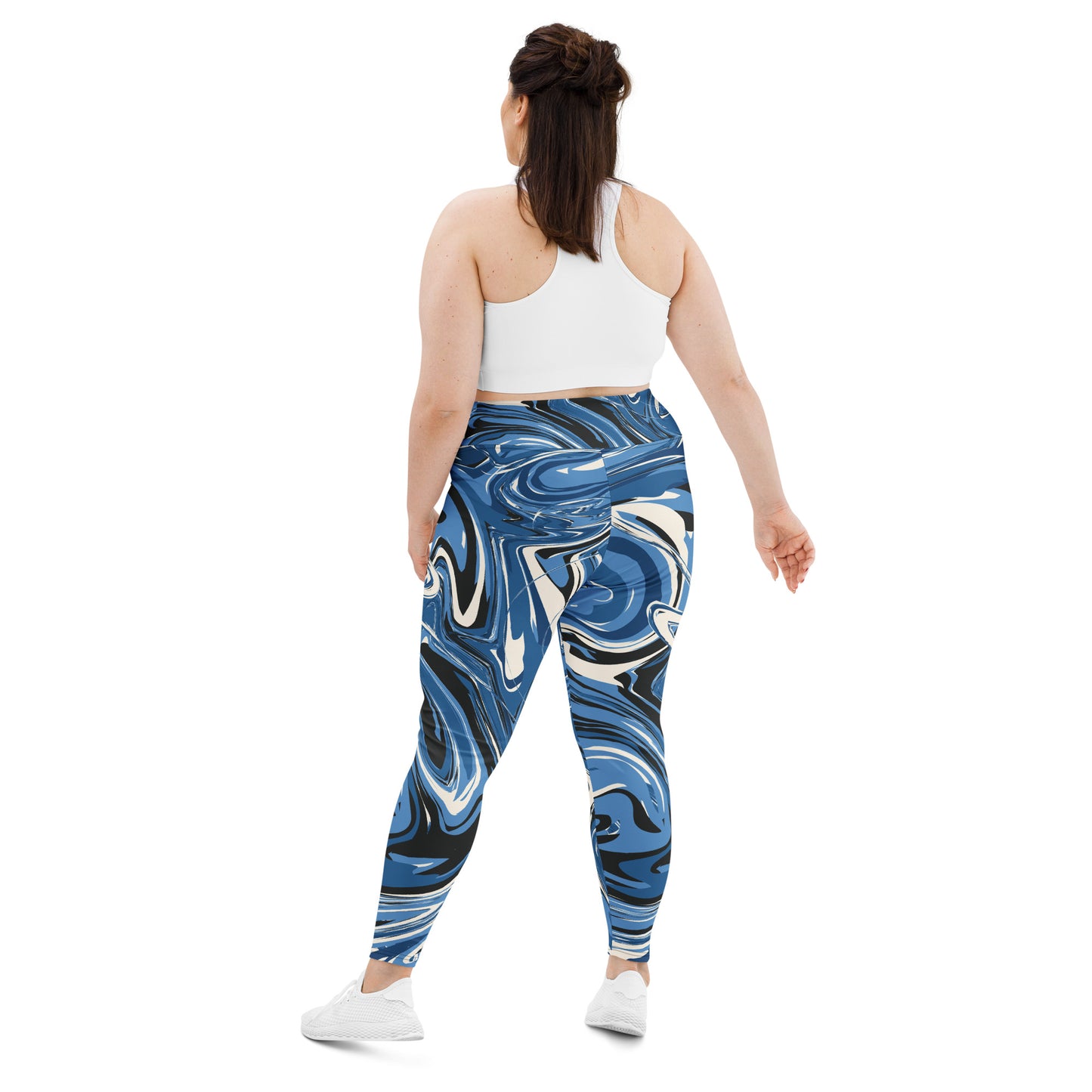 Blue Marble Print Plus Size Leggings