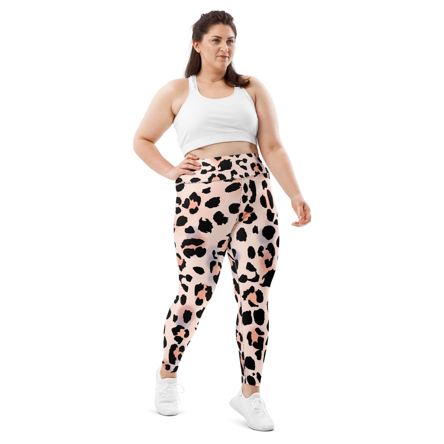 Plus Size Leggings Pink Leopard/Black 2XL-6XL