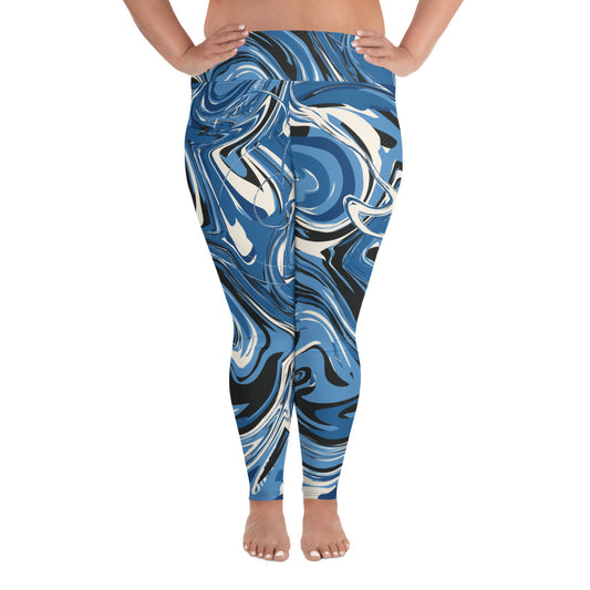 Blue Marble Print Plus Size Leggings