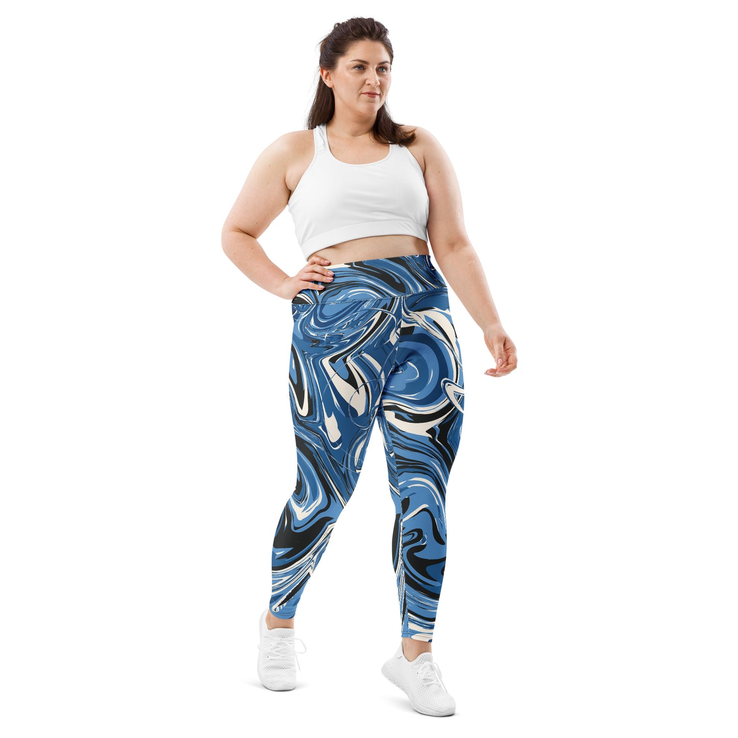 Blue Marble Print Plus Size Leggings