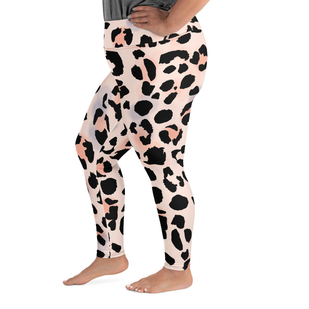 Plus Size Leggings Pink Leopard/Black 2XL-6XL