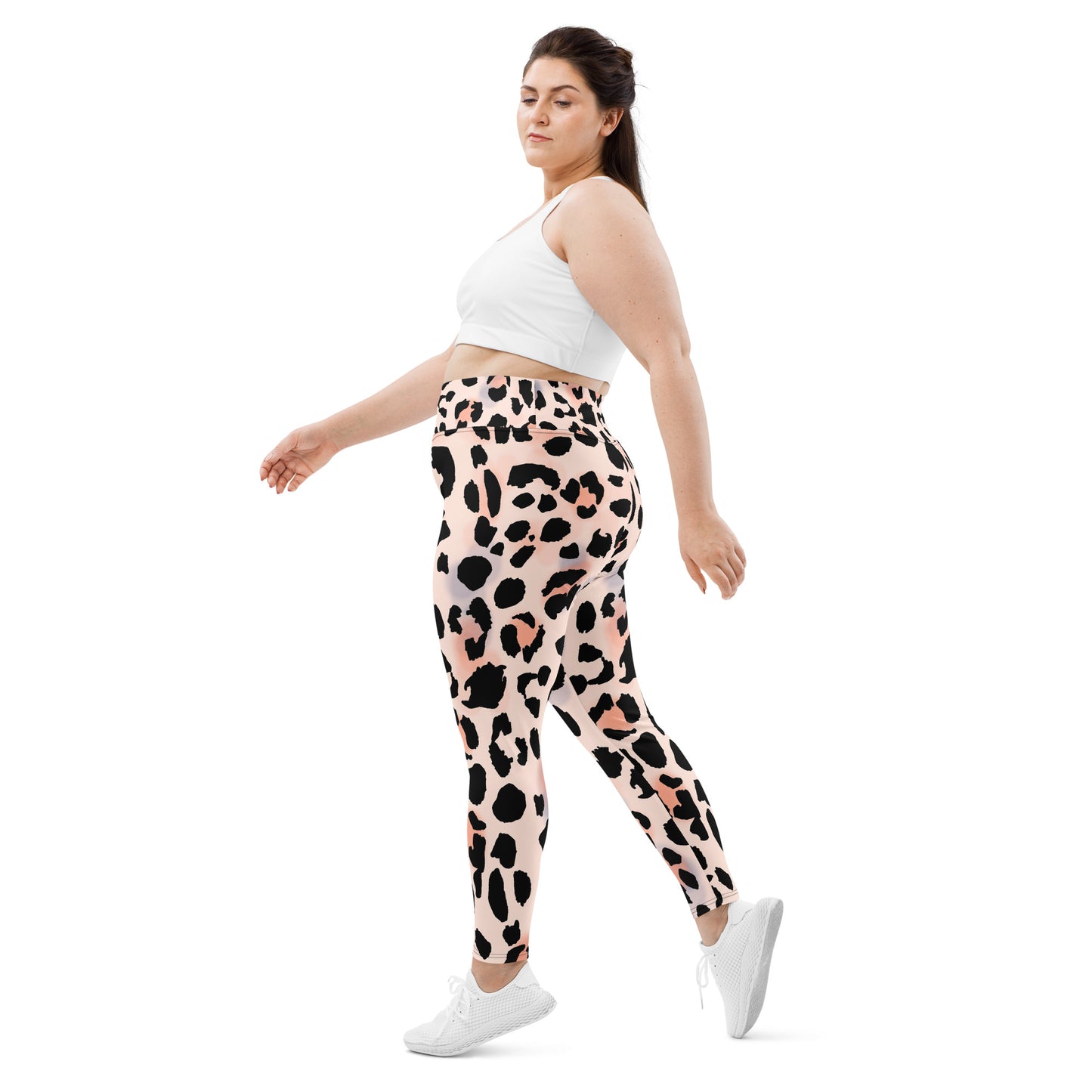 Plus Size Leggings Pink Leopard/Black 2XL-6XL