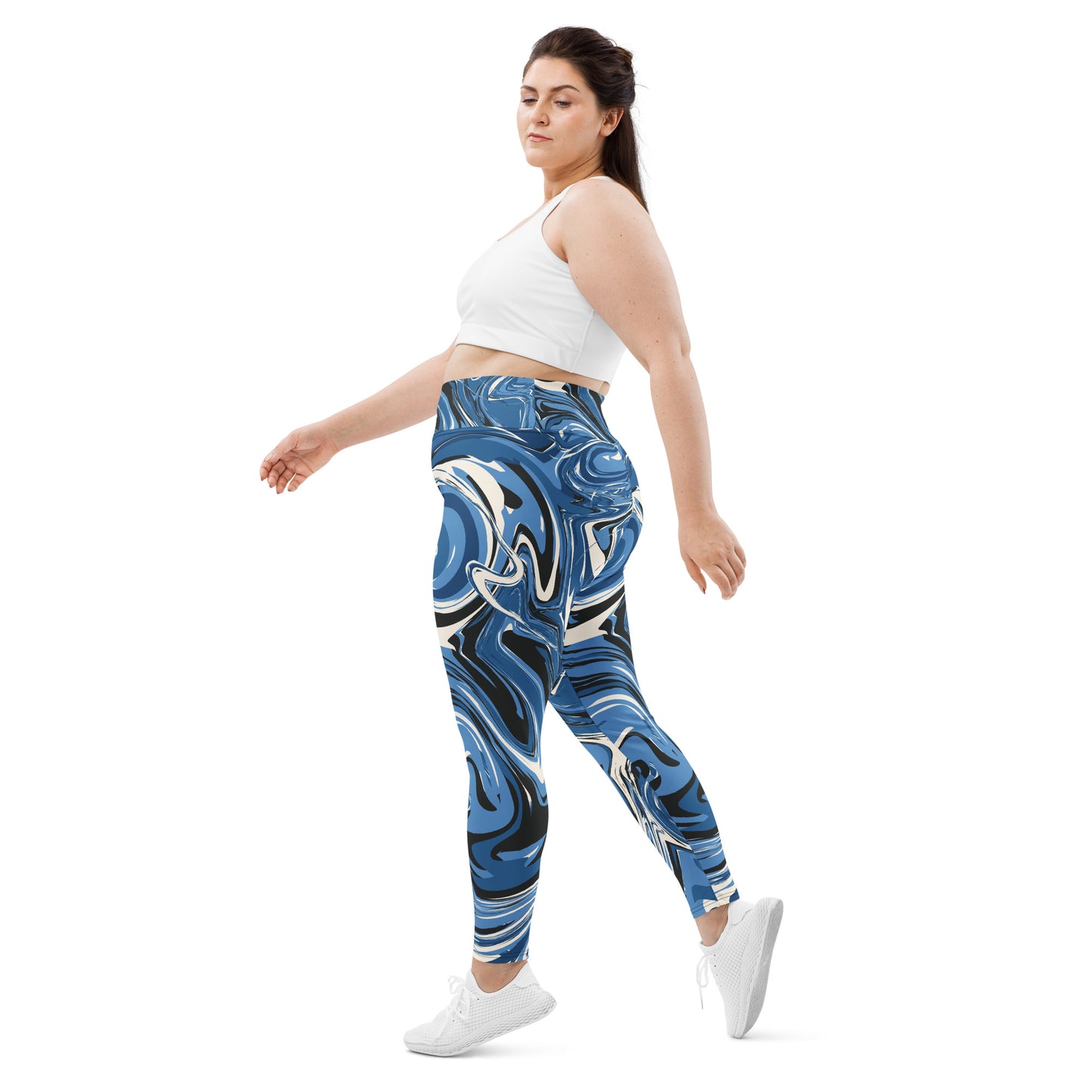 Blue Marble Print Plus Size Leggings