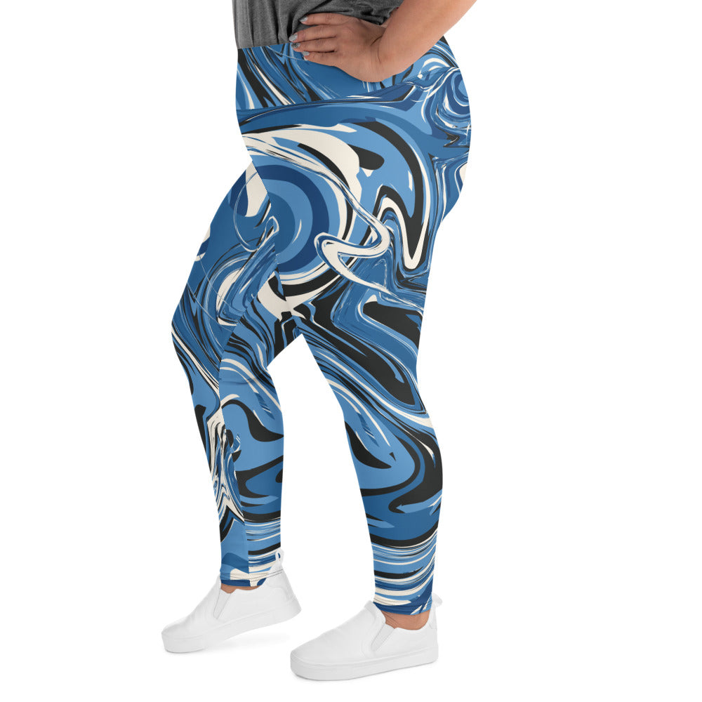 Blue Marble Print Plus Size Leggings