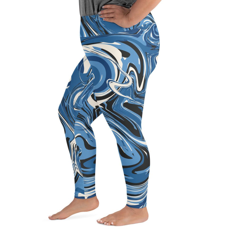 Blue Marble Print Plus Size Leggings