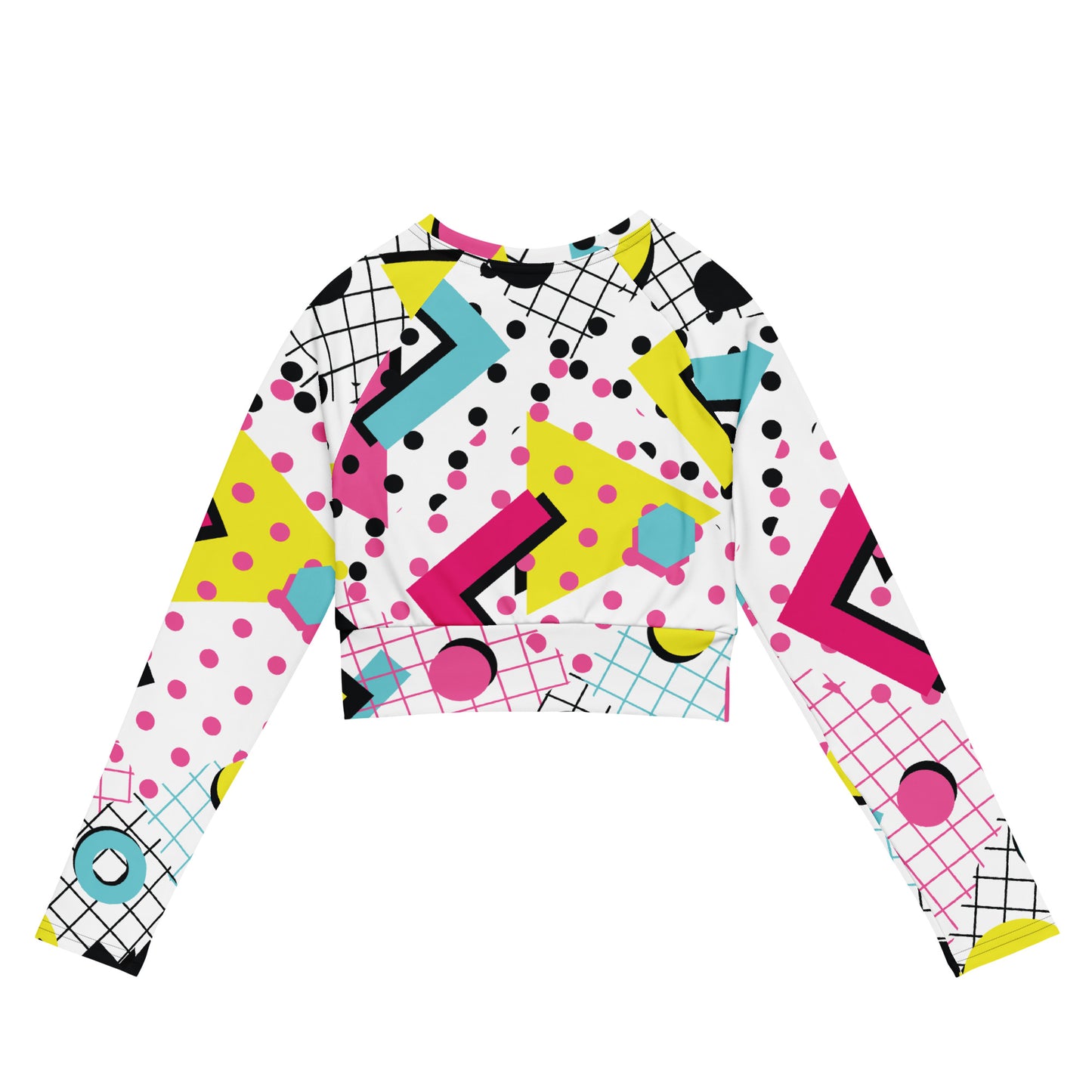 Size 2XS-6XL Geometric Pattern Recycled long-sleeve crop top