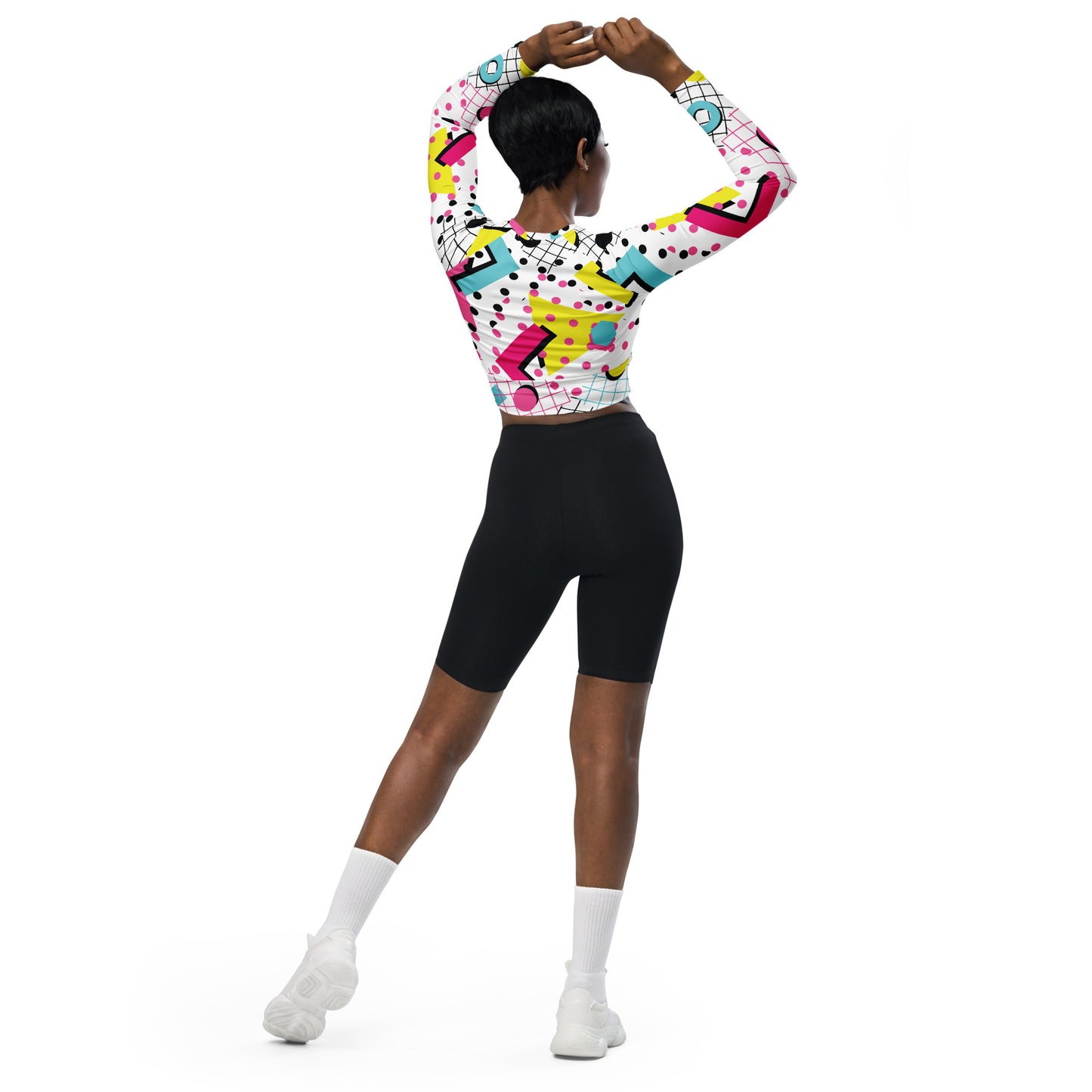 Regular 2XS-XL & Plus Size 2XL-6XL  Recycled long-sleeve crop top  Geometric Multi Color