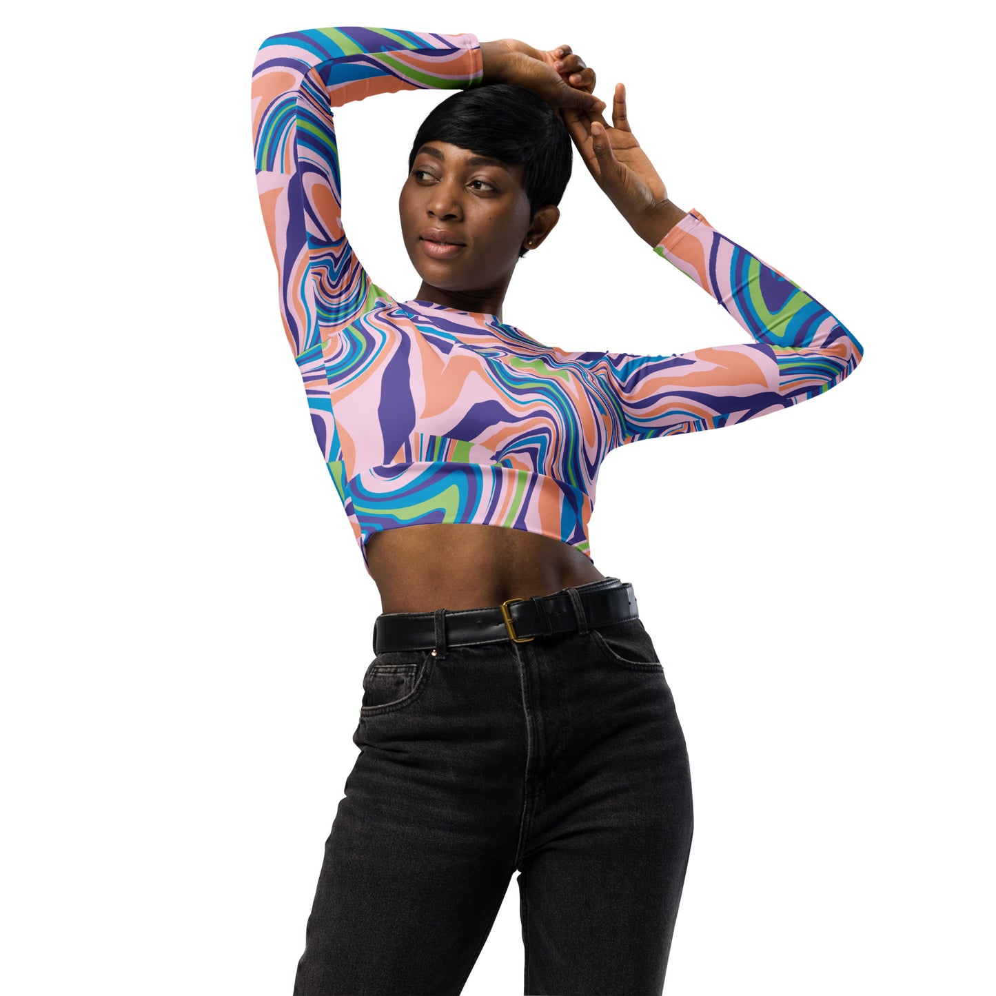 Regular 2XS-XL & Plus Size 2XL-6XL  Recycled long-sleeve crop top  Multi Color