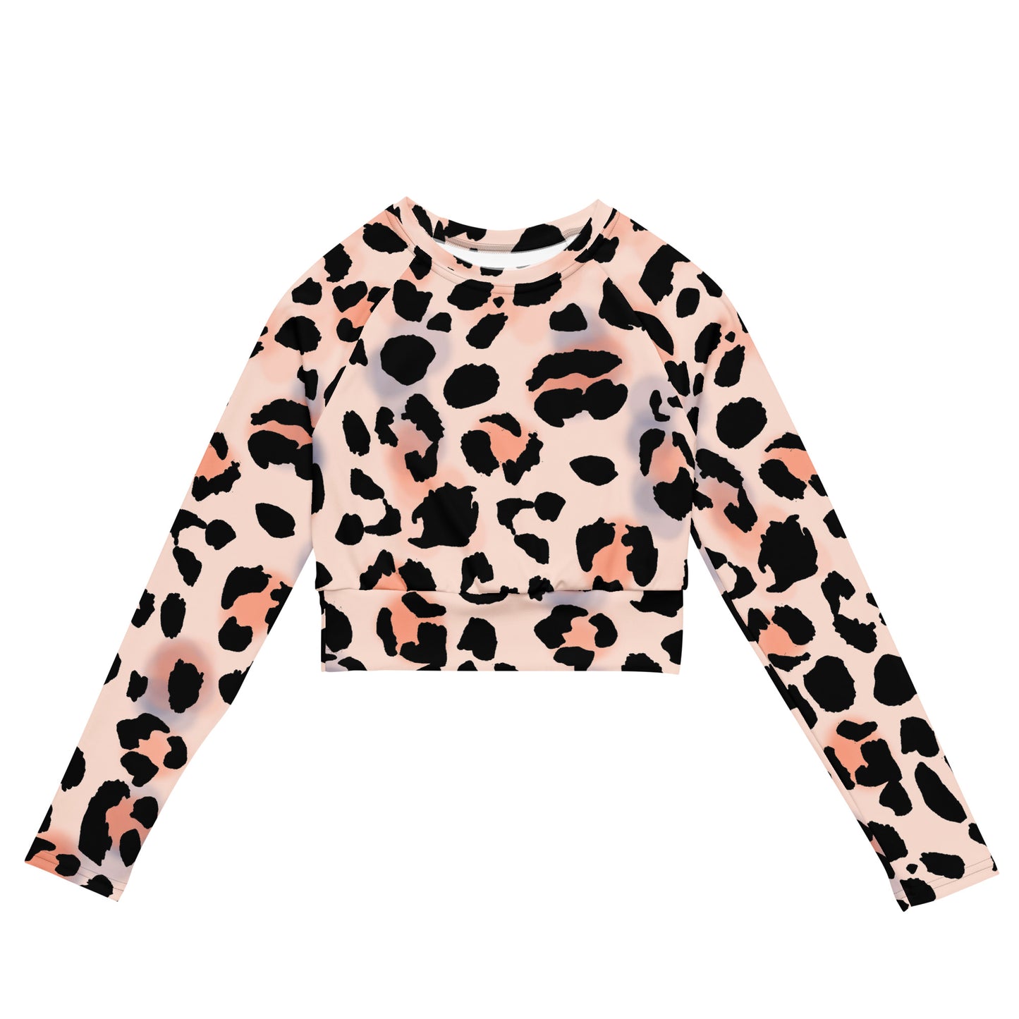 Plus Size Recycled long-sleeve crop top  Pink/Black Leopard 2XS-6XL