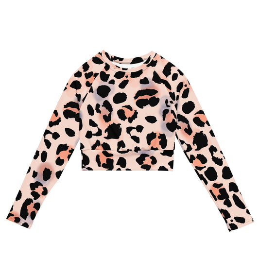 Plus Size Recycled long-sleeve crop top  Pink/Black Leopard 2XS-6XL