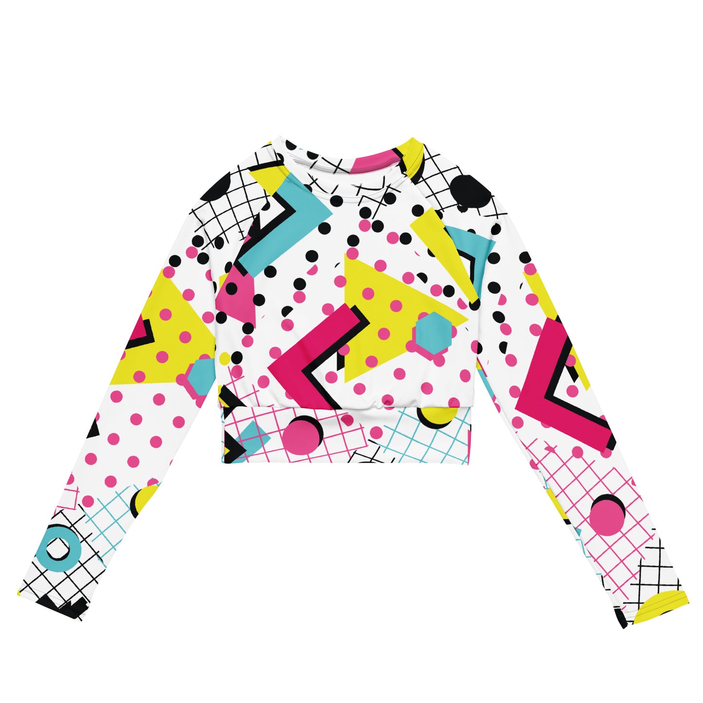 Regular 2XS-XL & Plus Size 2XL-6XL  Recycled long-sleeve crop top  Geometric Multi Color