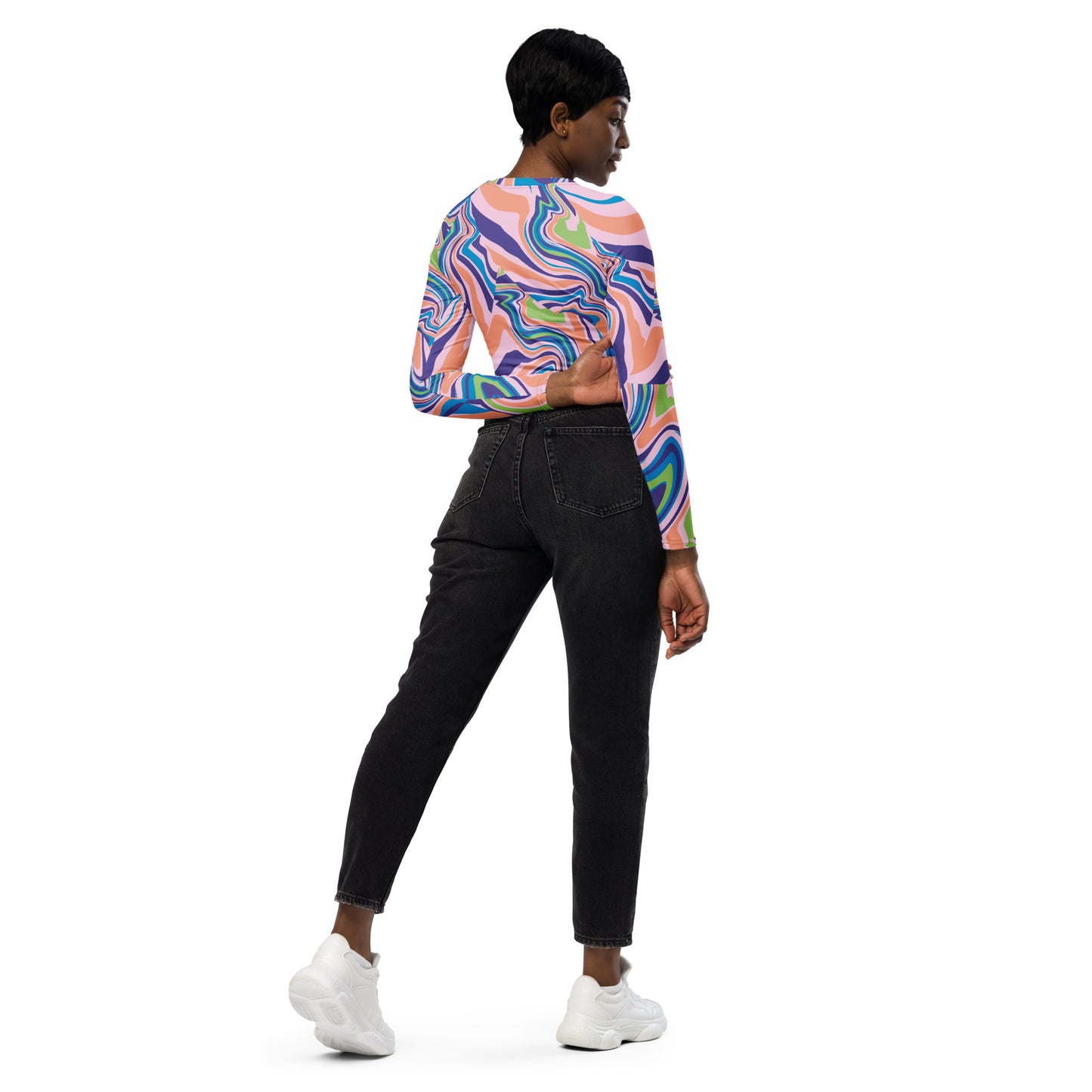 Regular 2XS-XL & Plus Size 2XL-6XL  Recycled long-sleeve crop top  Multi Color