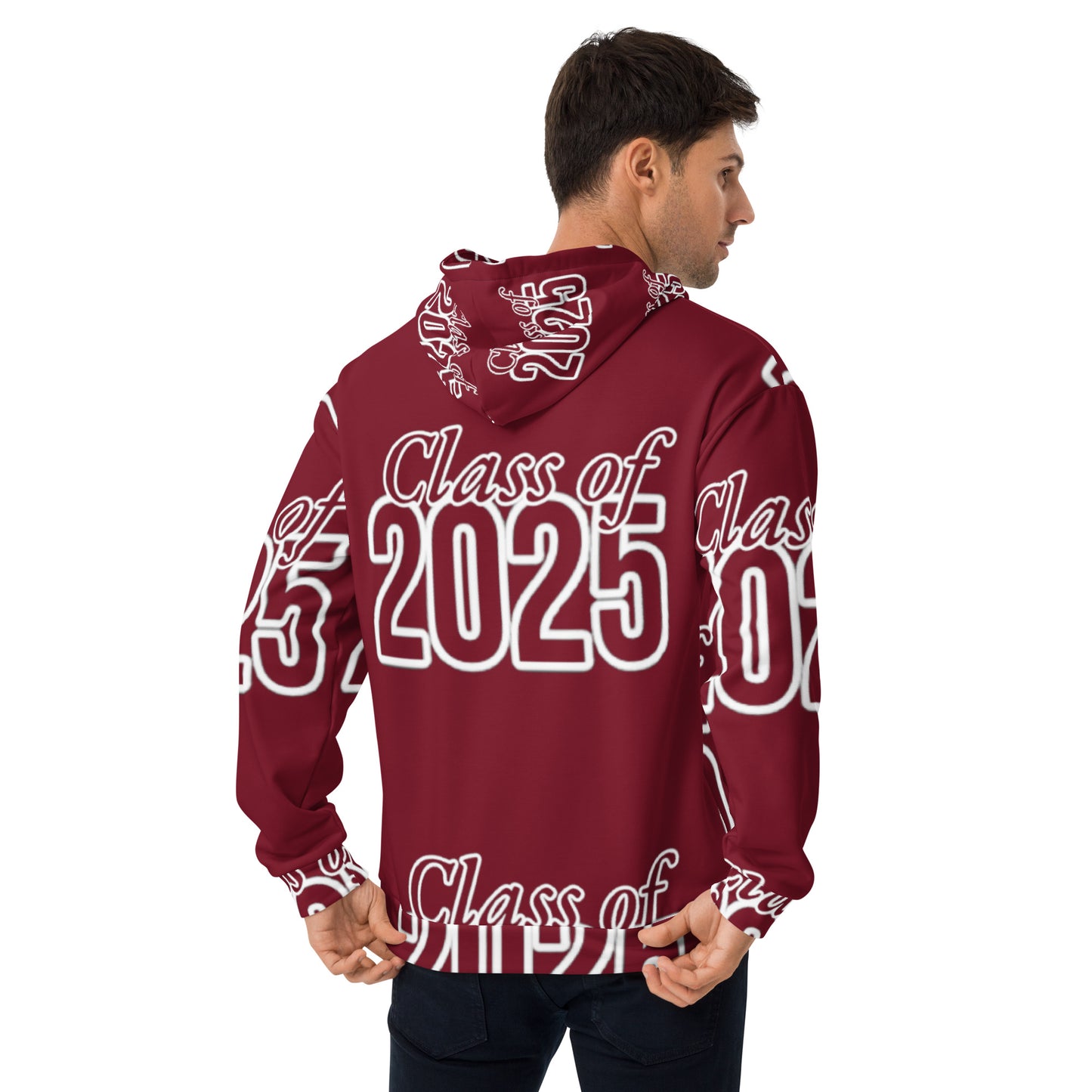 "Class of 2025" Grad Year Hoodie - Burgundy - Unisex Sizes XS - 3XL