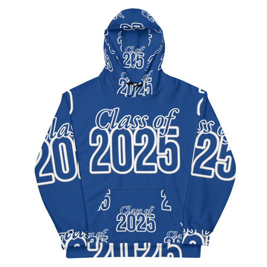 "Class of 2025" Grad Year Hoodie - Dark Cerulean (Blue) - Unisex Sizes XS - 3XL