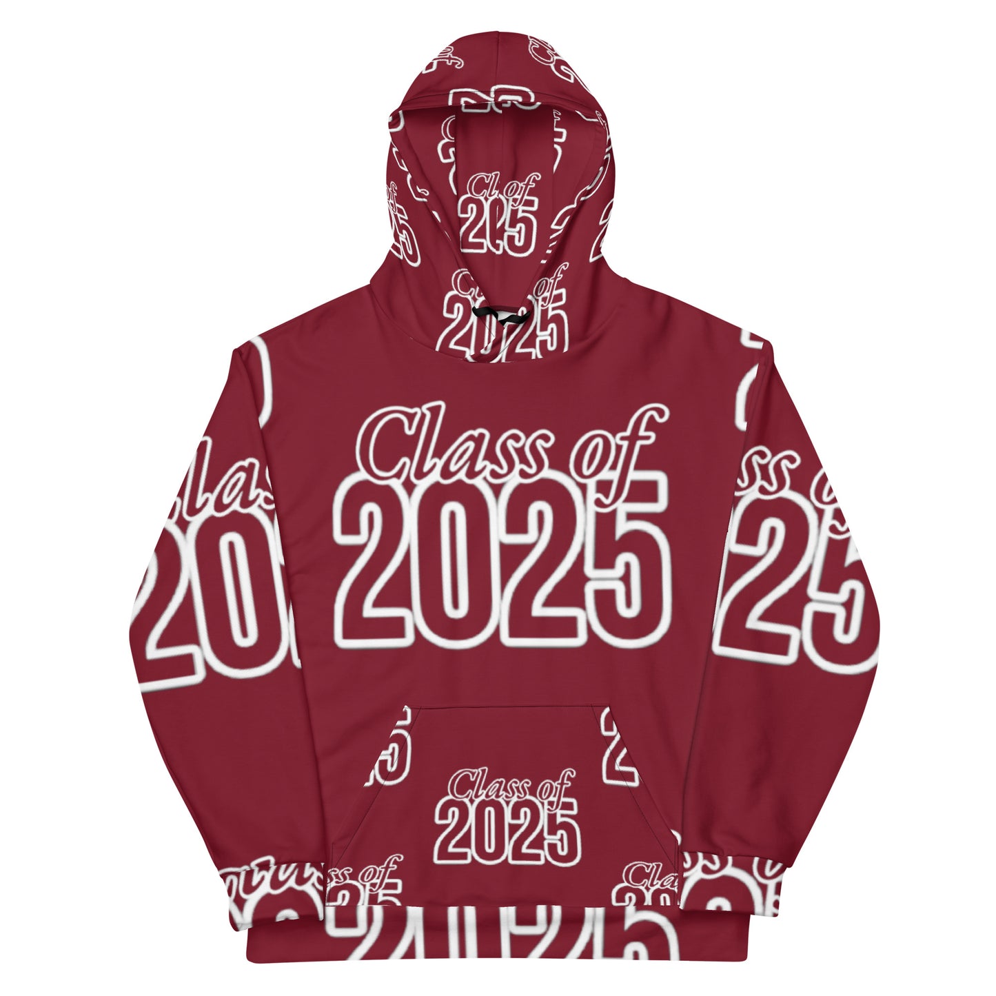 "Class of 2025" Grad Year Hoodie - Burgundy - Unisex Sizes XS - 3XL