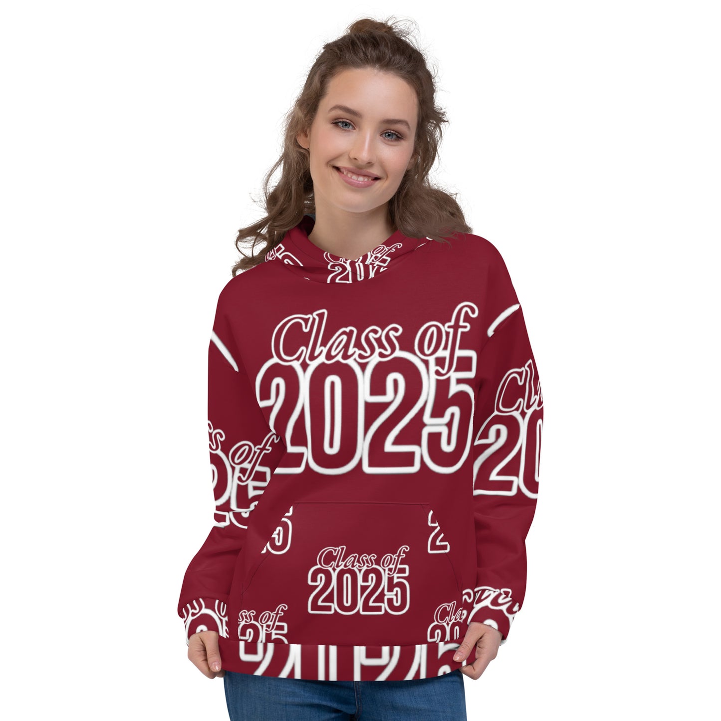 "Class of 2025" Grad Year Hoodie - Burgundy - Unisex Sizes XS - 3XL