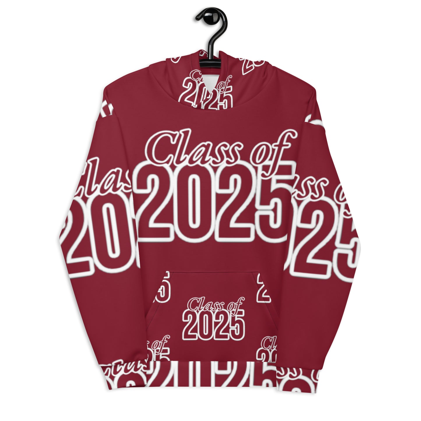 "Class of 2025" Grad Year Hoodie - Burgundy - Unisex Sizes XS - 3XL