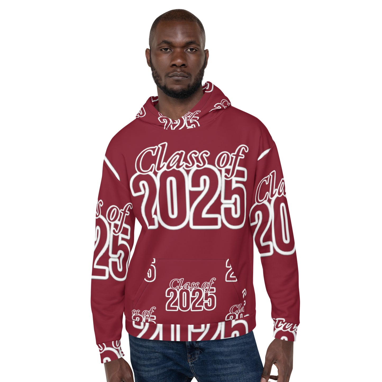 "Class of 2025" Grad Year Hoodie - Burgundy - Unisex Sizes XS - 3XL