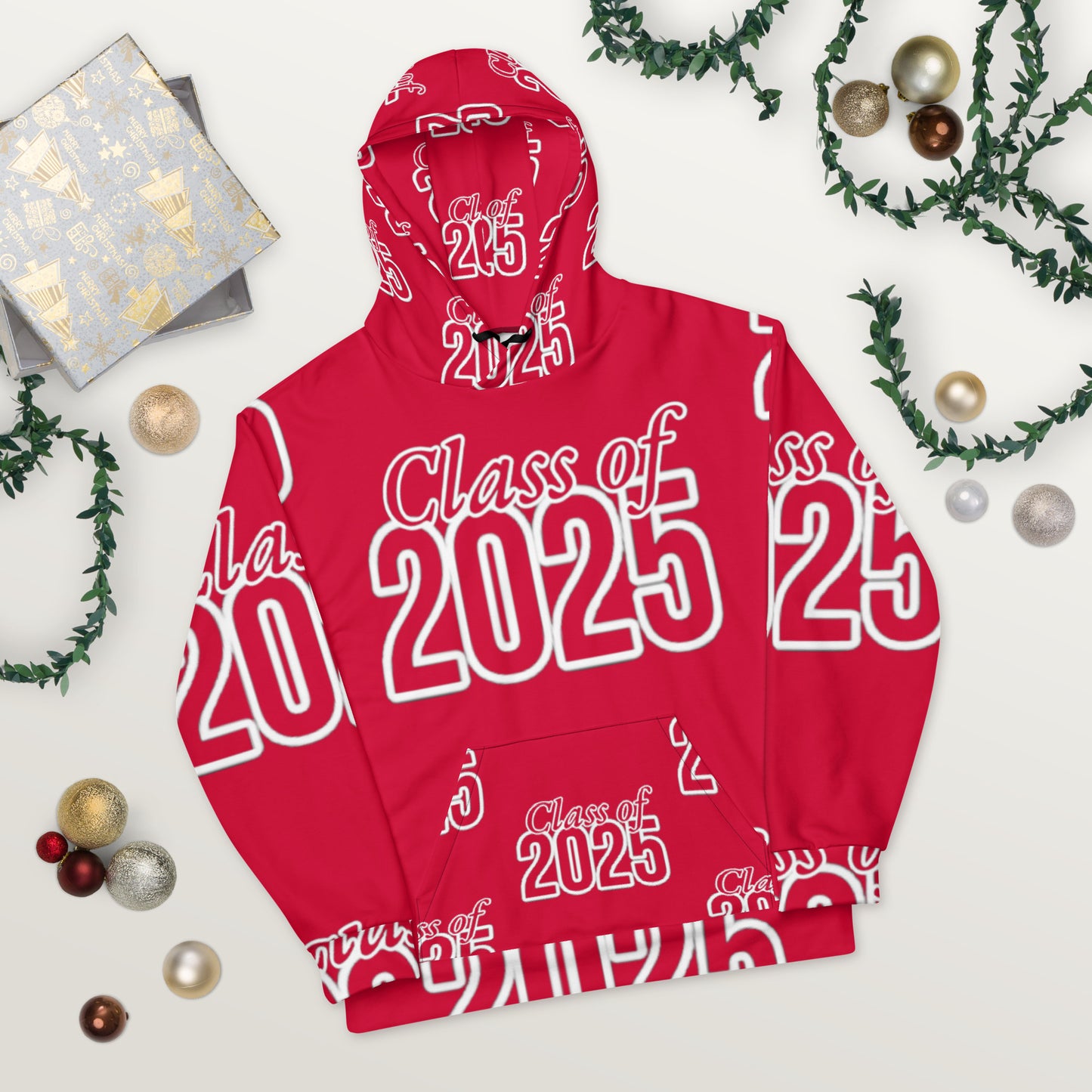 "Class of 2025" Grad Year Hoodie -Crimson - Unisex Sizes XS - 3XL