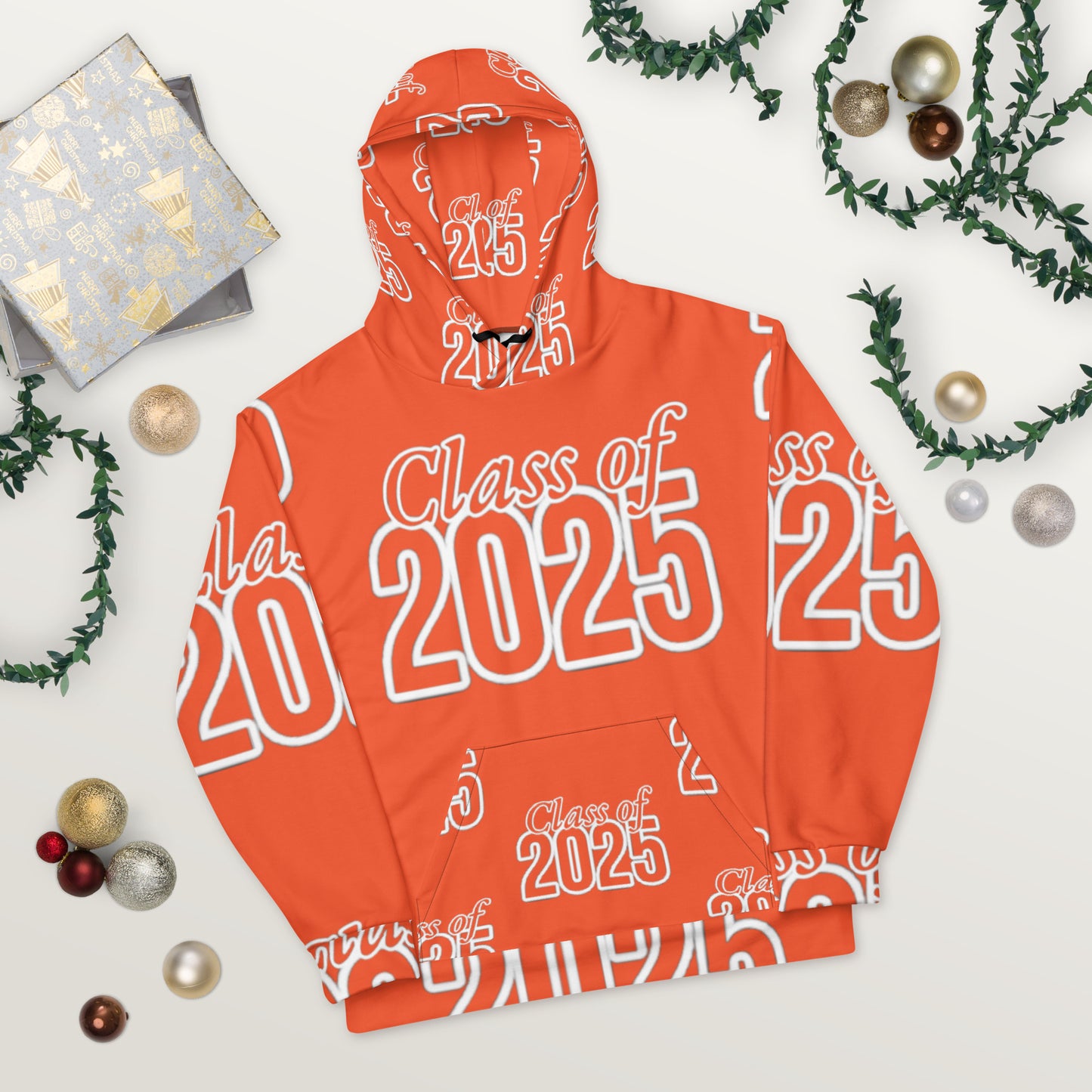 "Class of 2025" Grad Year Hoodie -Outrageous Orange - Unisex Sizes XS - 3XL