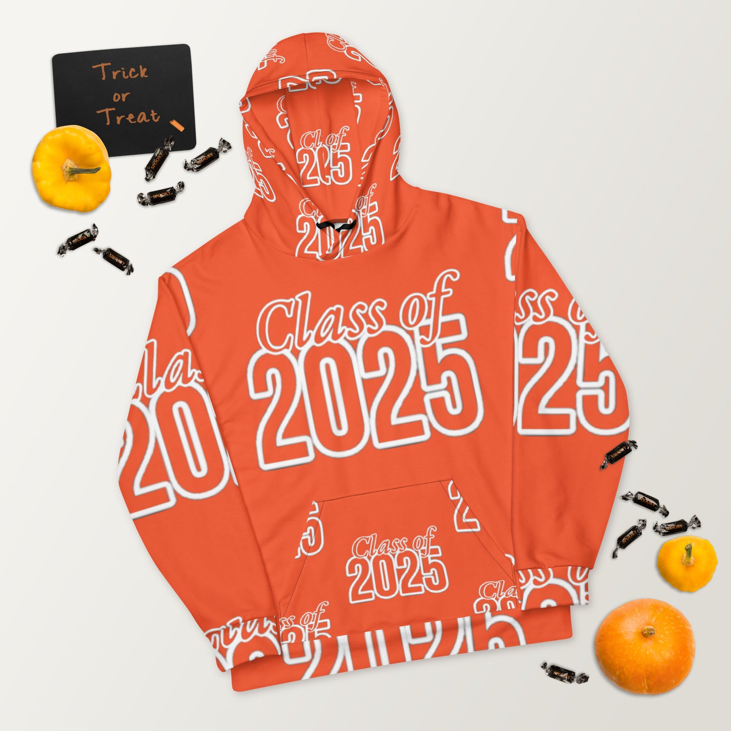 "Class of 2025" Grad Year Hoodie -Outrageous Orange - Unisex Sizes XS - 3XL