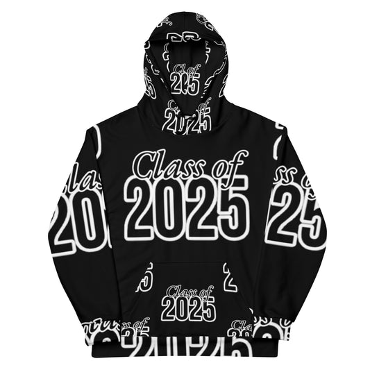 "Class of 2025" Grad Year Hoodie - Black - Unisex Sizes XS - 3XL