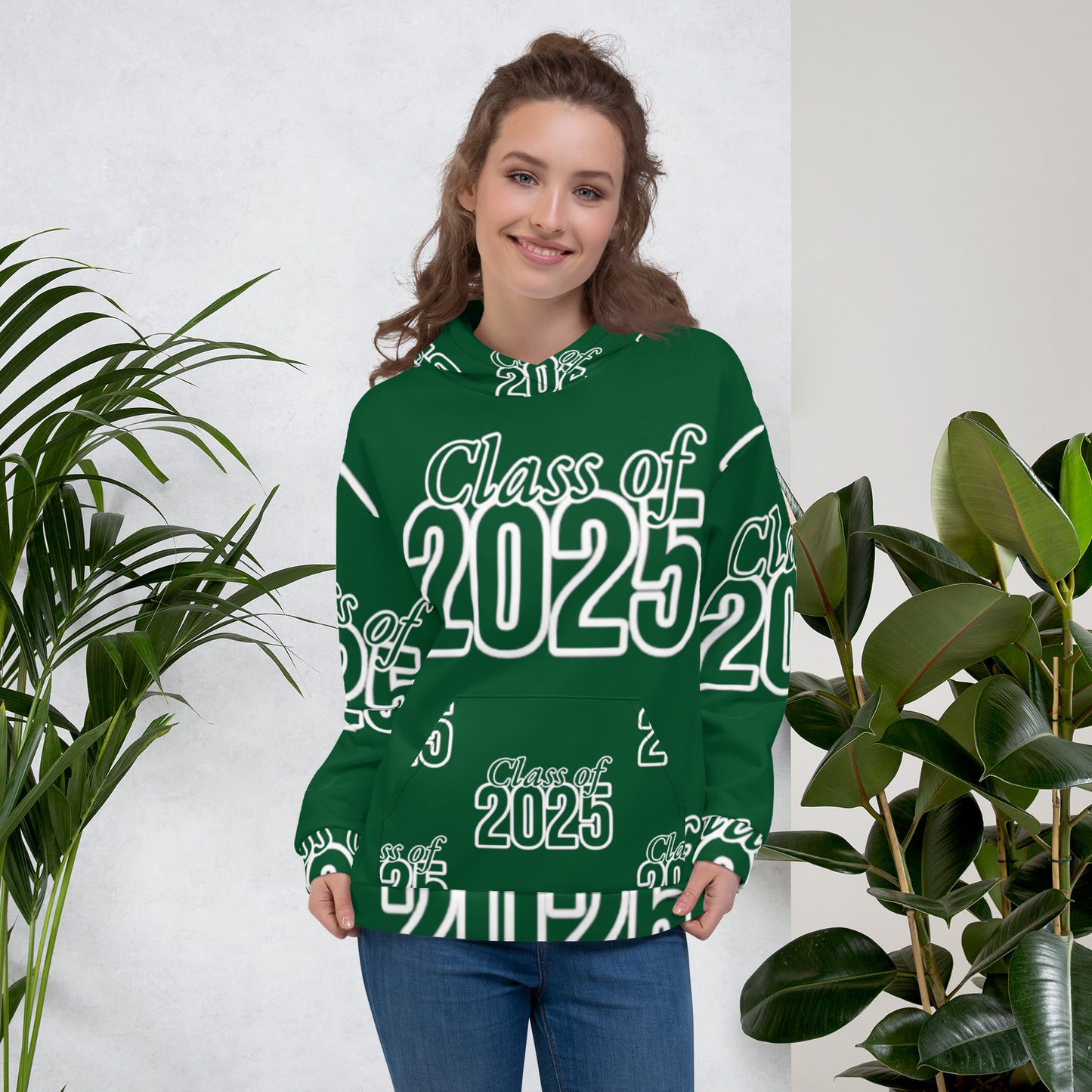 "Class of 2025" Grad Year Hoodie -Forest Green - Unisex Sizes XS - 3XL