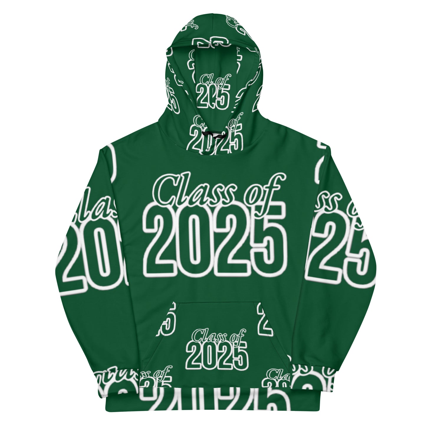 "Class of 2025" Grad Year Hoodie -Forest Green - Unisex Sizes XS - 3XL