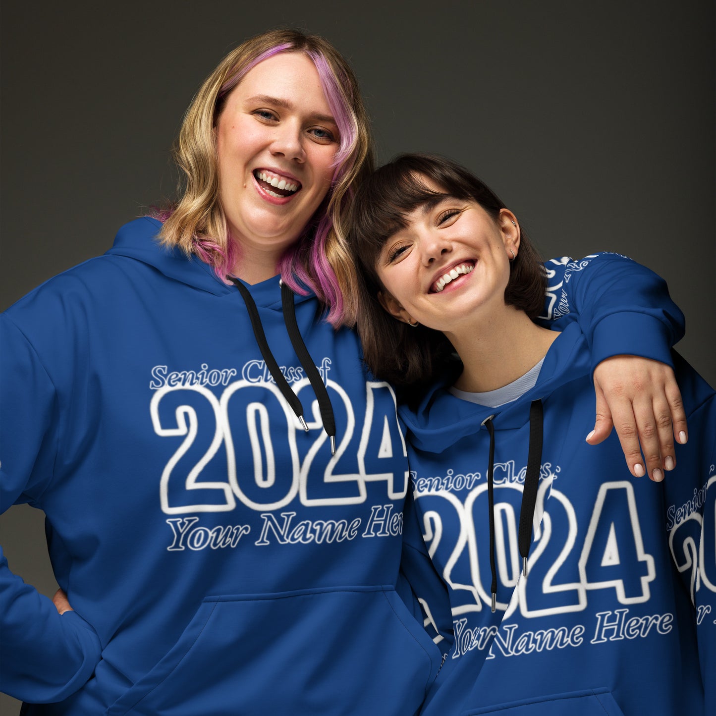 🎓Senior Class of 2024- Personalized 🎓 Unisex Hoodie - Dark Cerulean Blue Size XS-3XL 🎓