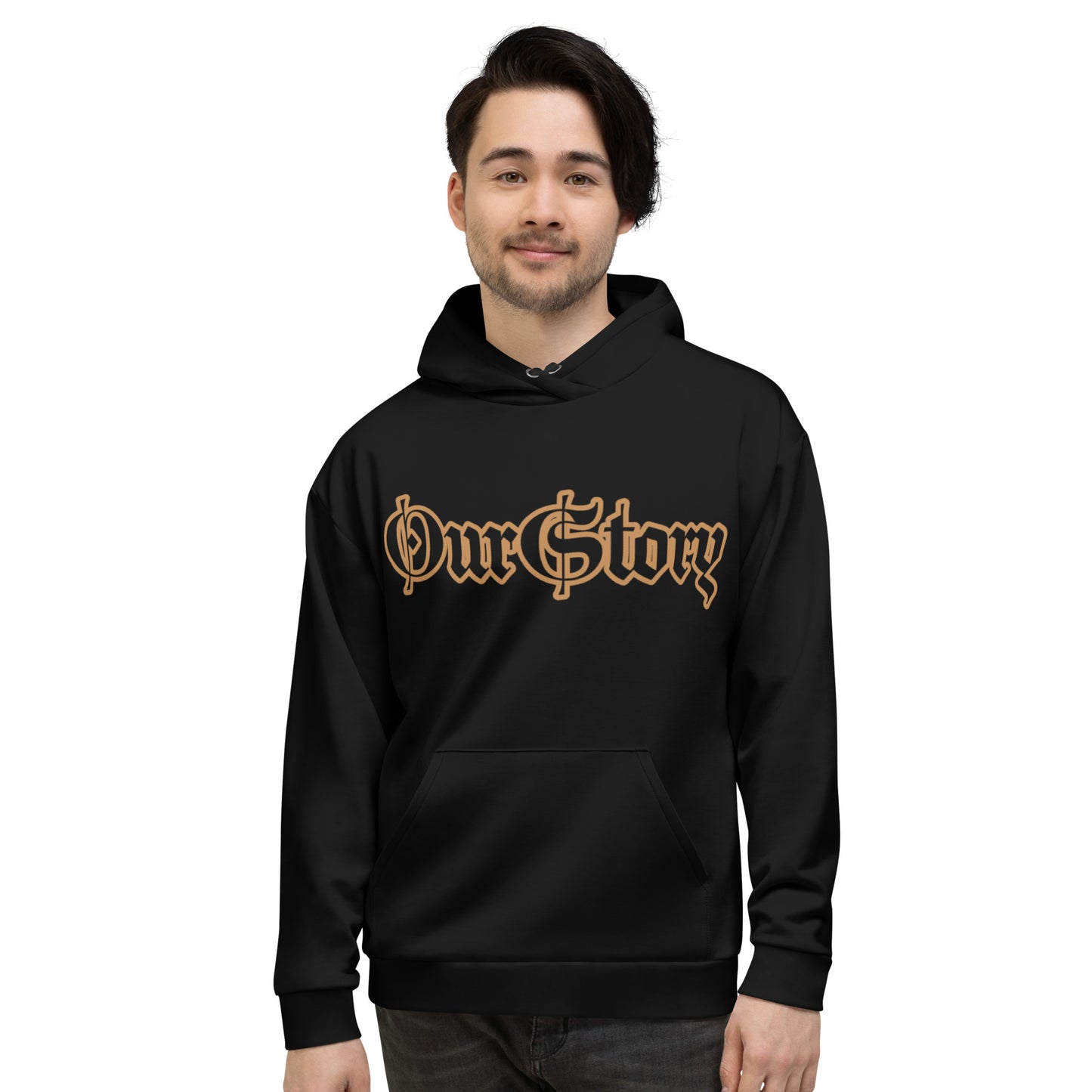 "OurStory" Black & Gold Graphic HOODIE -Matches ALL African Gold & Black Prints African