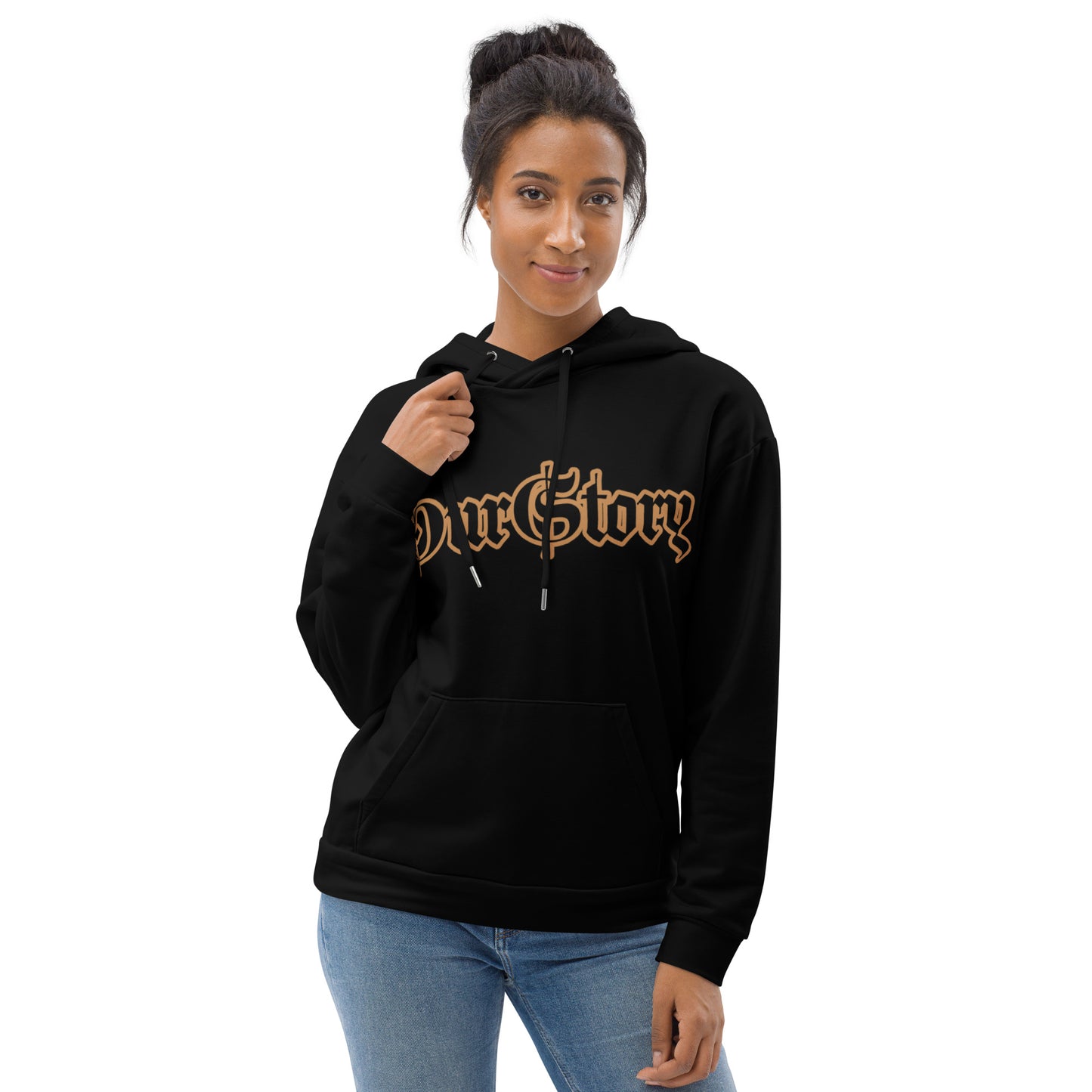 "OurStory" Black & Gold Graphic HOODIE -Matches ALL African Gold & Black Prints African