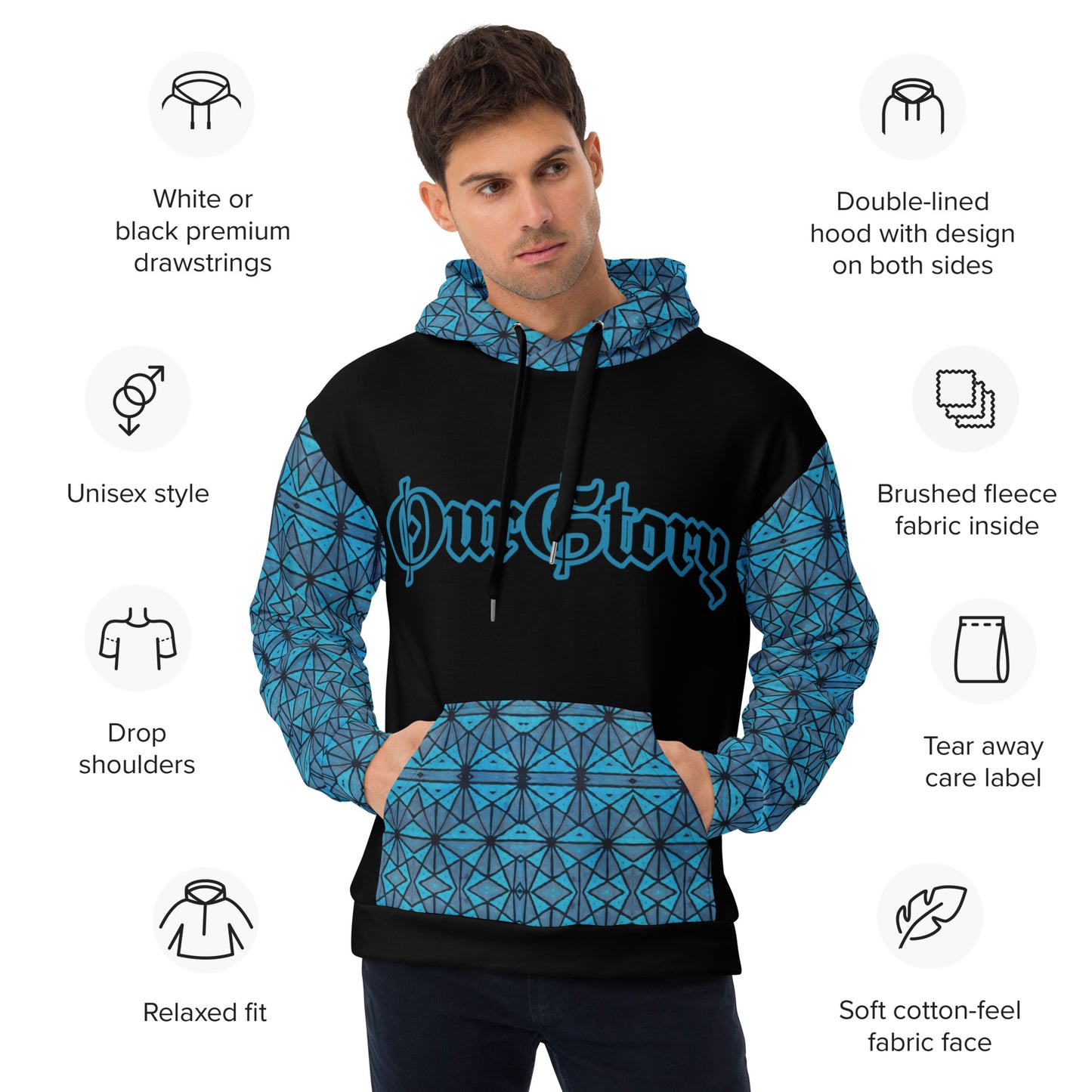 Blue African Print Unisex Hoodie