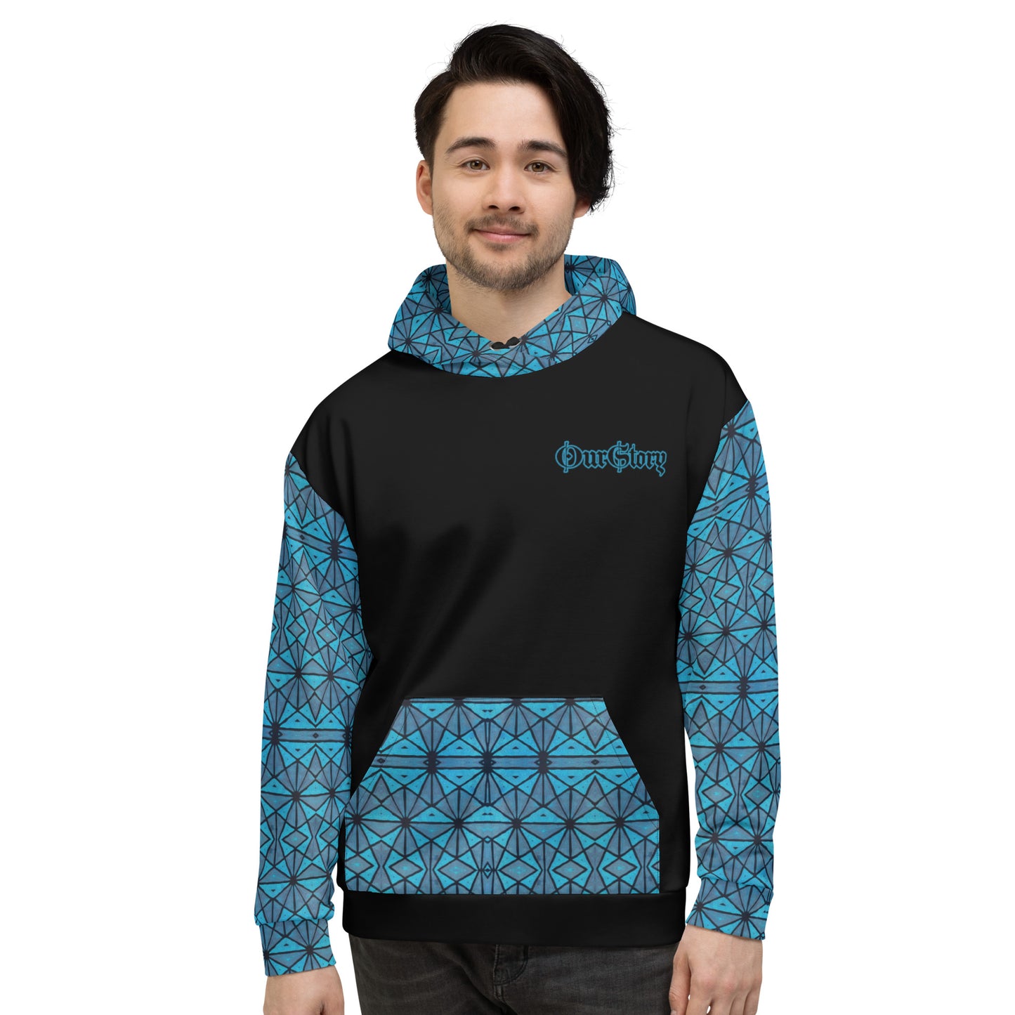 African Print "OurStory" Unisex Hoodie - Matches Blue African Print Wide Leg Pants