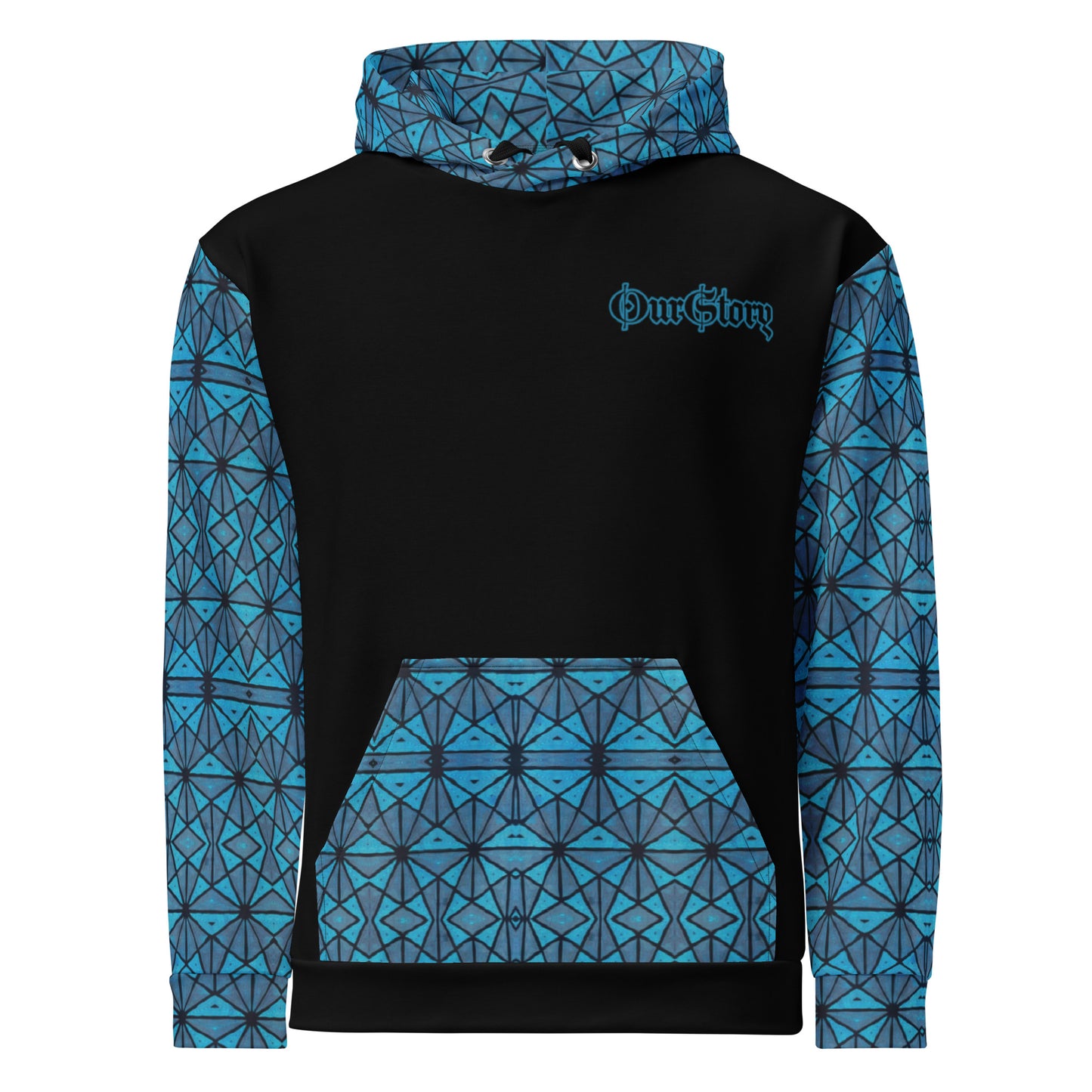 African Print "OurStory" Unisex Hoodie - Matches Blue African Print Wide Leg Pants