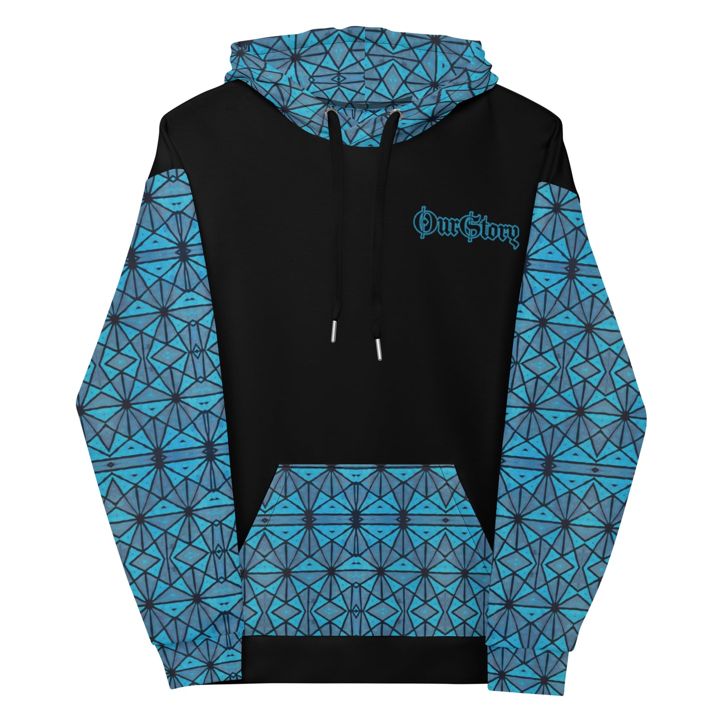 African Print "OurStory" Unisex Hoodie - Matches Blue African Print Wide Leg Pants