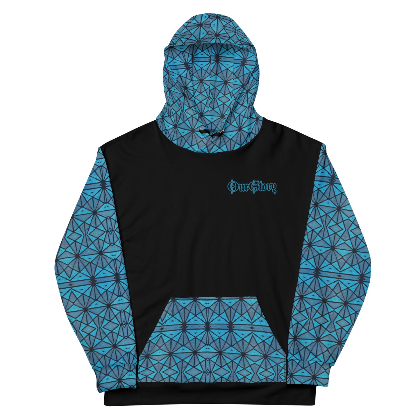 African Print "OurStory" Unisex Hoodie - Matches Blue African Print Wide Leg Pants