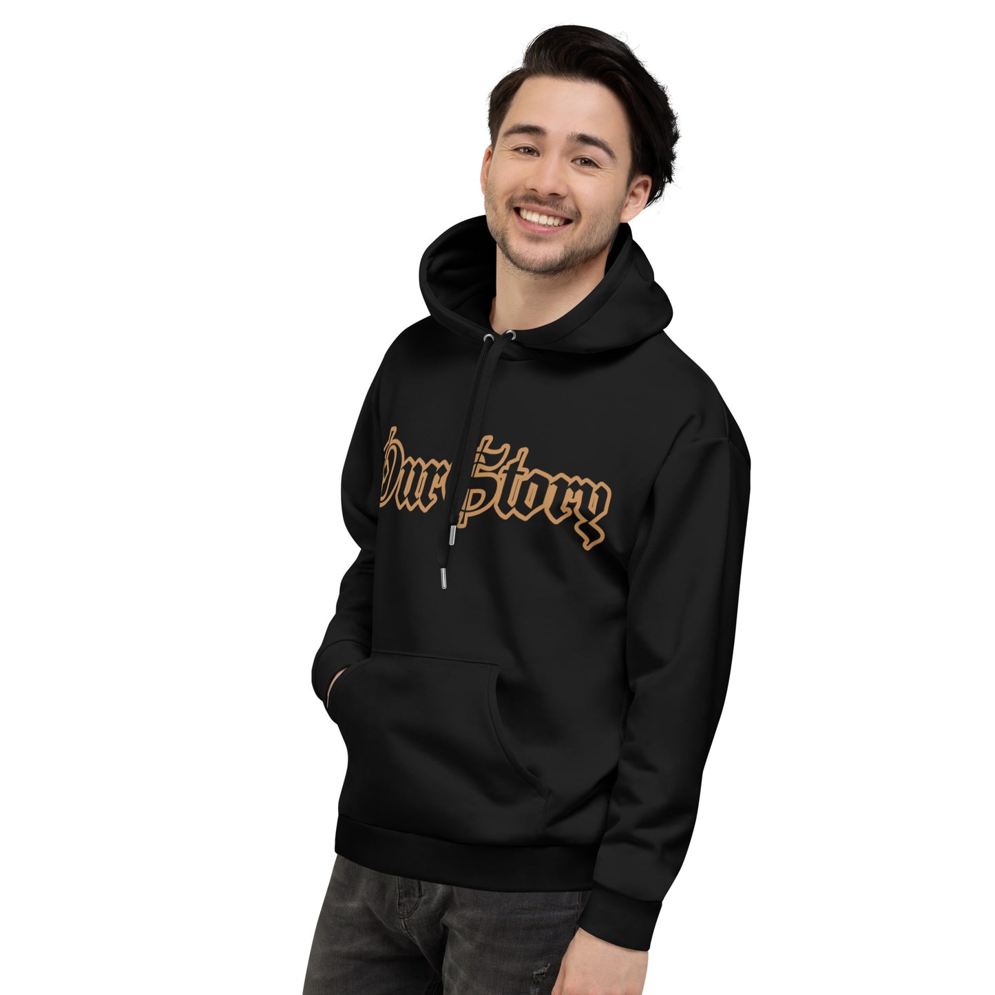 "OurStory" Black & Gold Graphic HOODIE -Matches ALL African Gold & Black Prints African