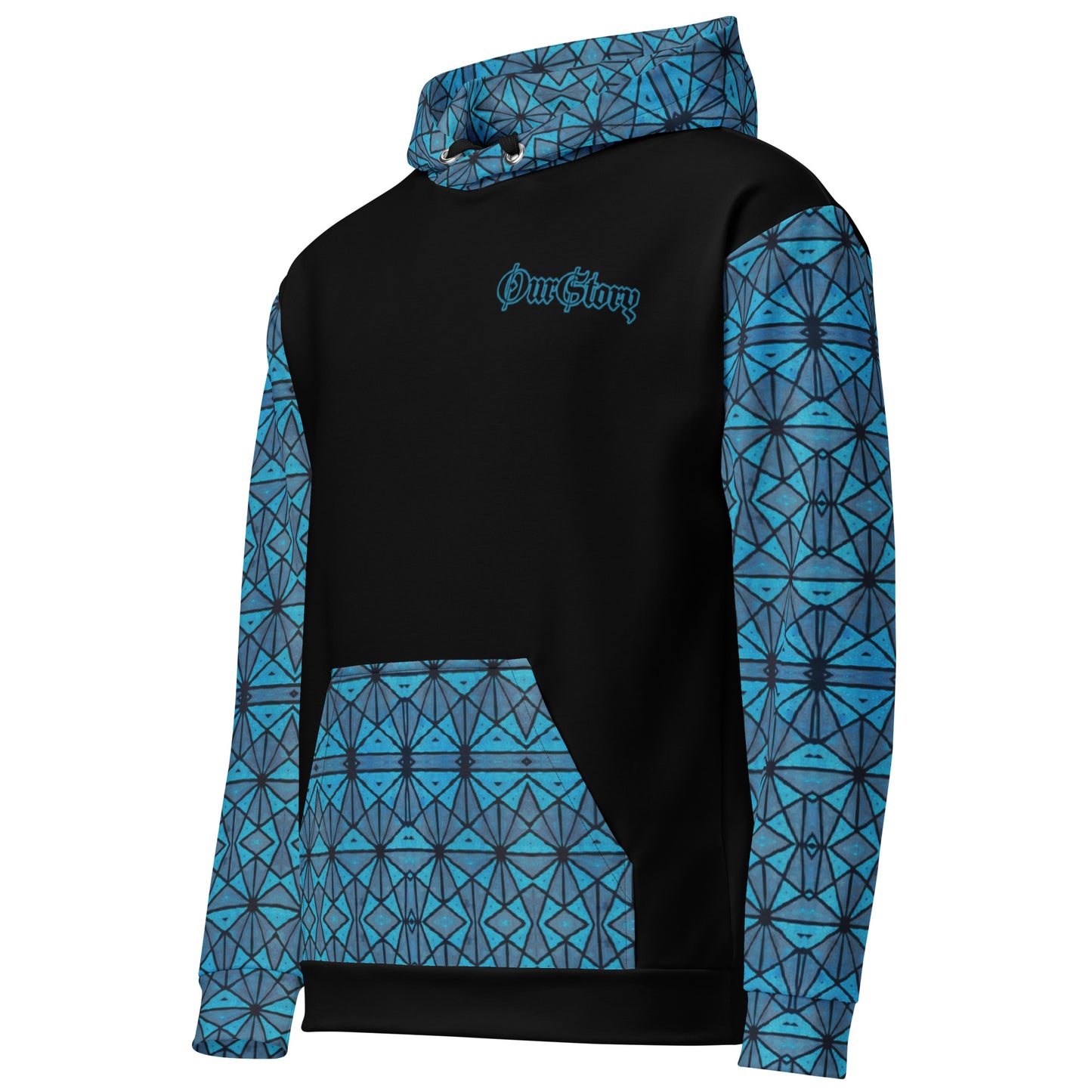 African Print "OurStory" Unisex Hoodie - Matches Blue African Print Wide Leg Pants