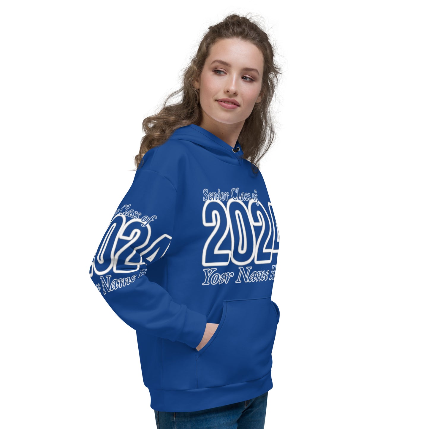 🎓Senior Class of 2024- Personalized 🎓 Unisex Hoodie - Dark Cerulean Blue Size XS-3XL 🎓