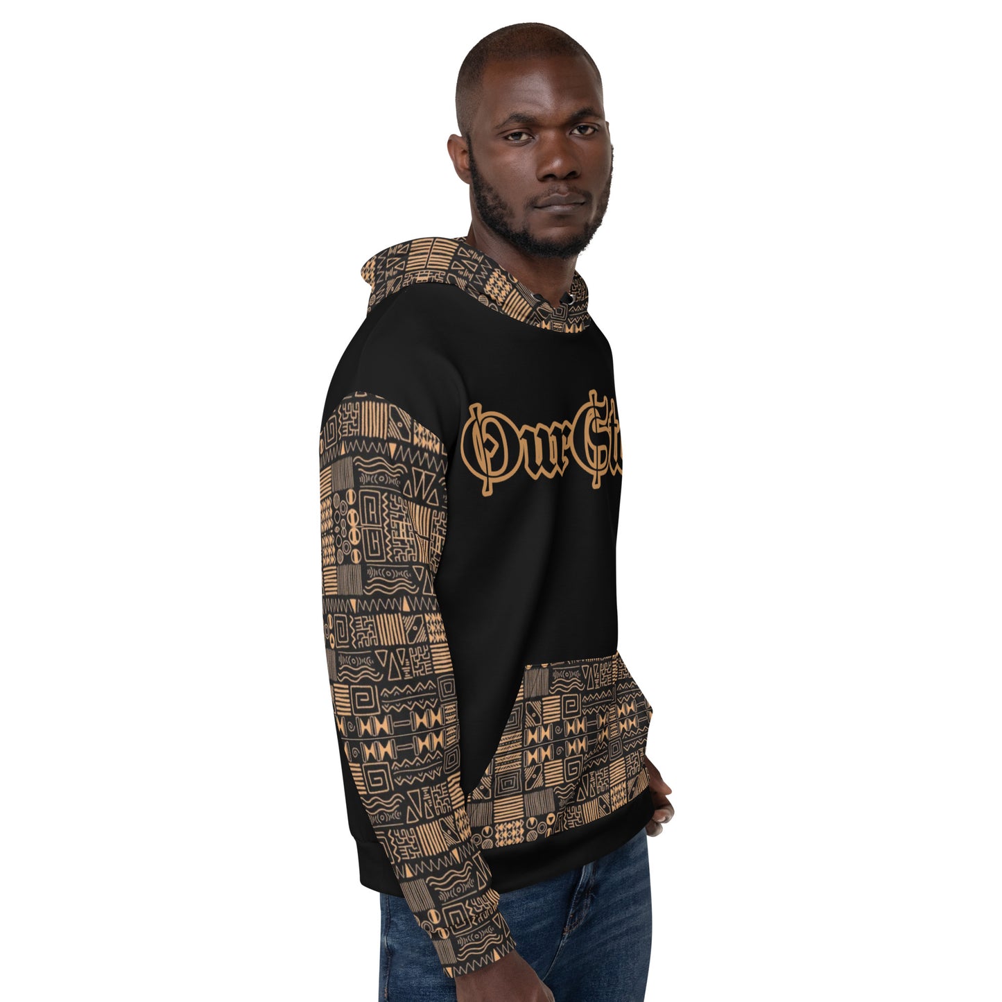 African Print Unisex Hoodie, "OurStory",Matches African Print Wide Leg Pants - C