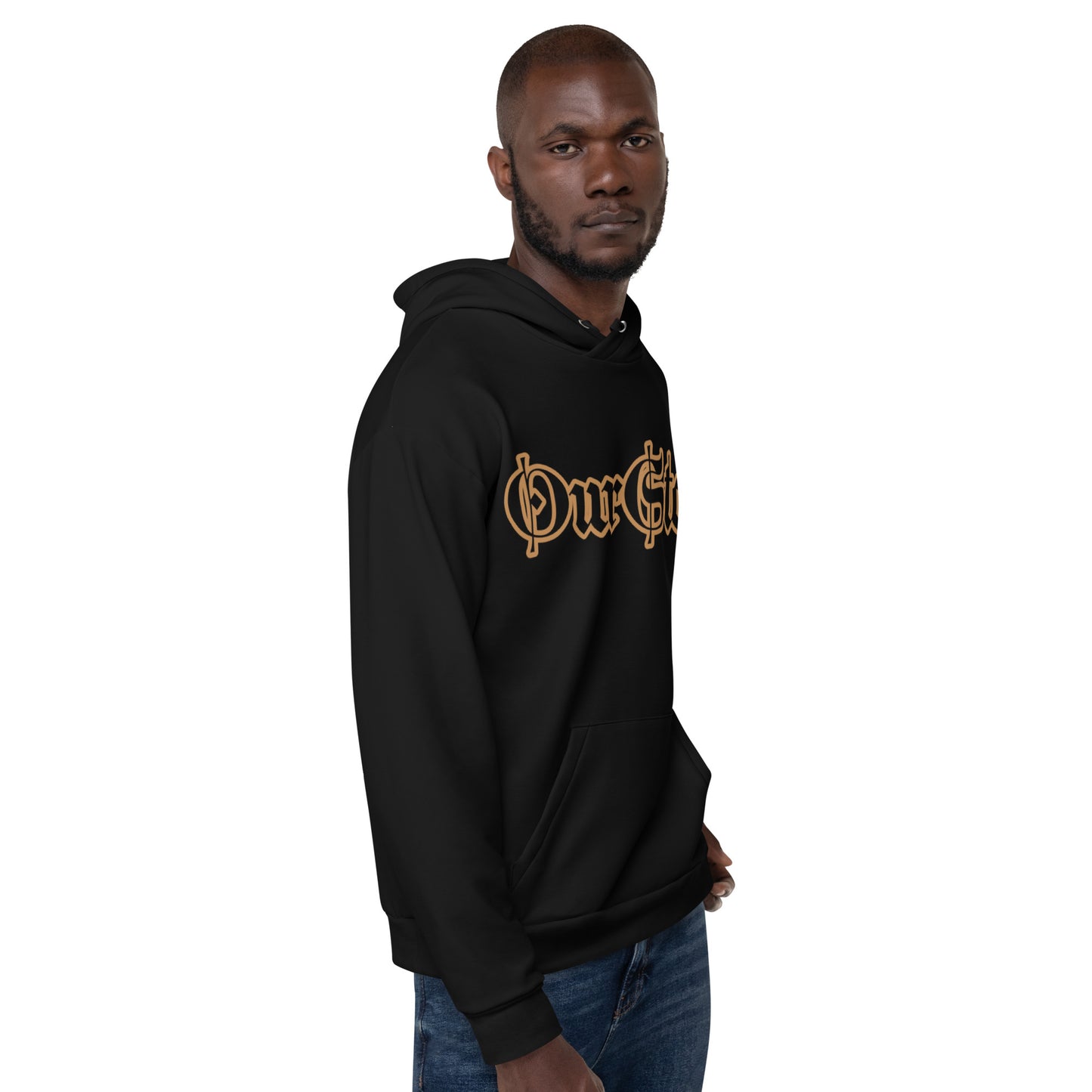 "OurStory" Black & Gold Graphic HOODIE -Matches ALL African Gold & Black Prints African