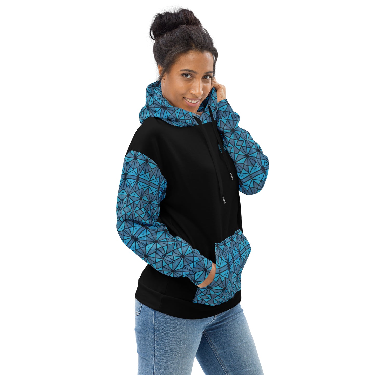 African Print "OurStory" Unisex Hoodie - Matches Blue African Print Wide Leg Pants