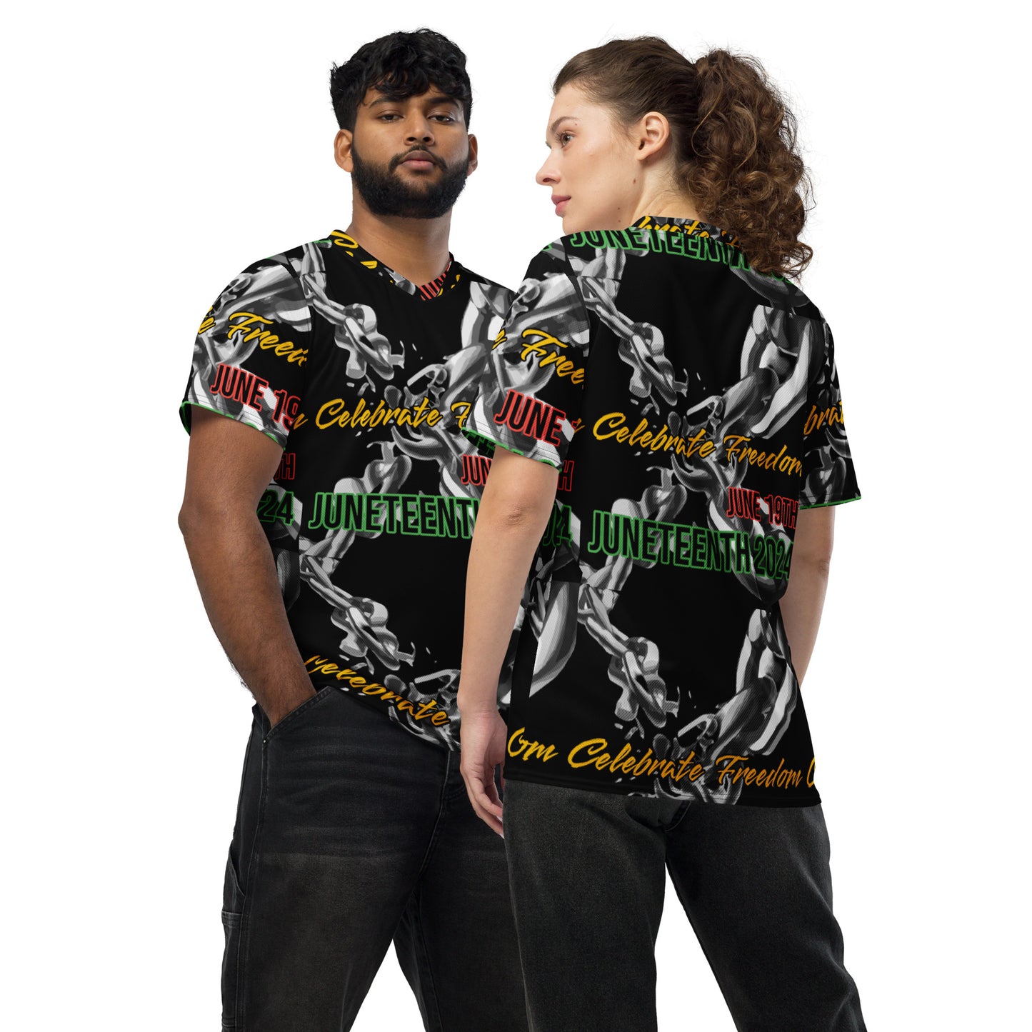 Juneteenth 2024 Chains Celebrate Freedom, Recycled unisex sports jersey