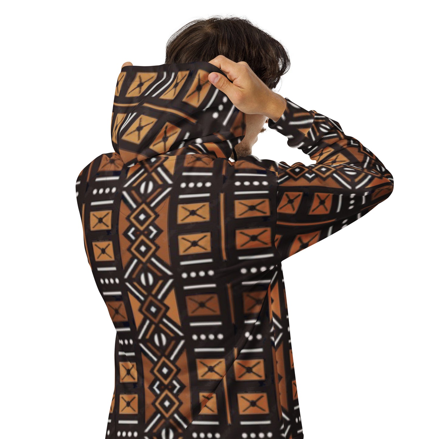 African Mud Cloth Print Unisex Zip Hoodie, Sizes 2XS-6X